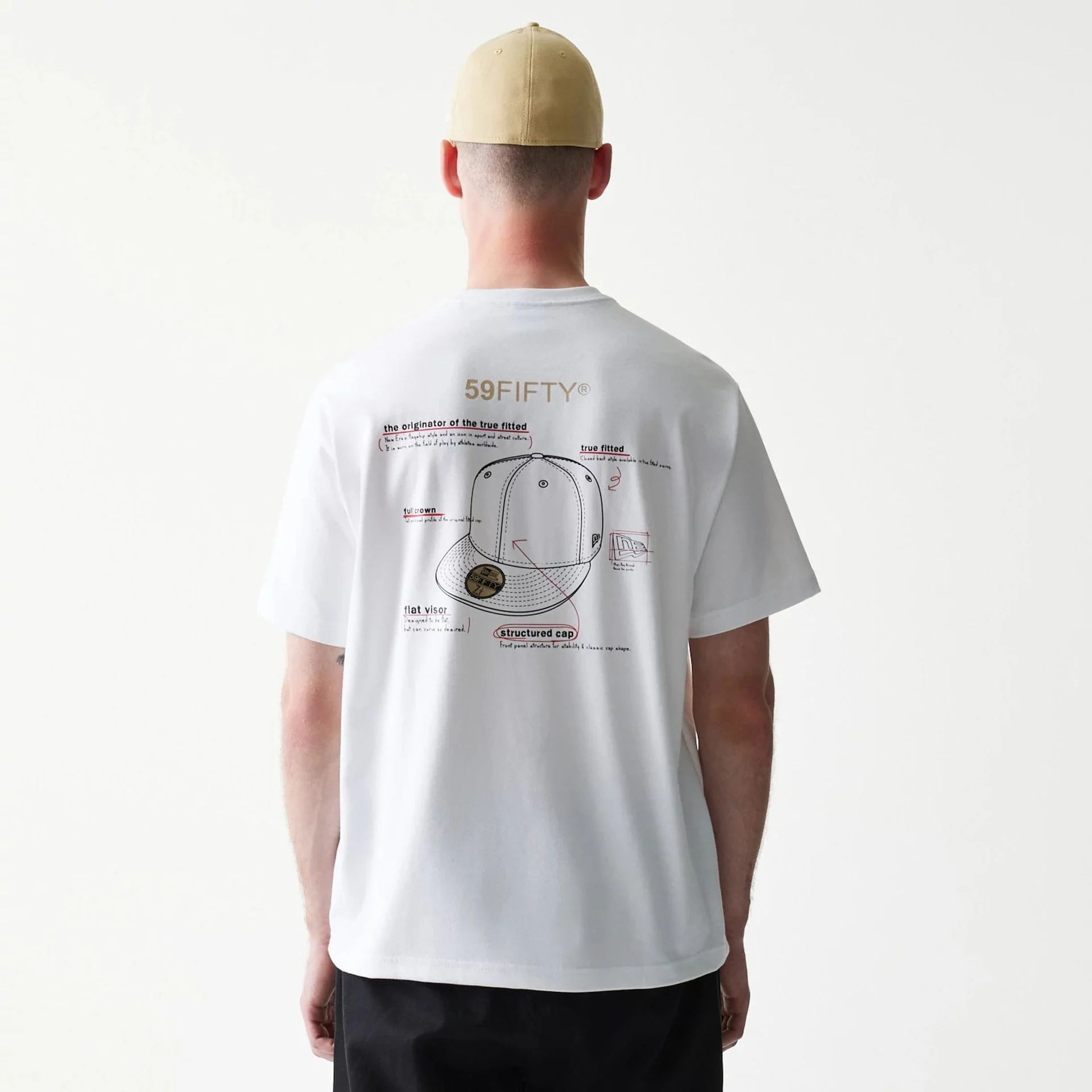 59FIFTY Fitted Cap Description Graphic White T-Shirt - Image 2