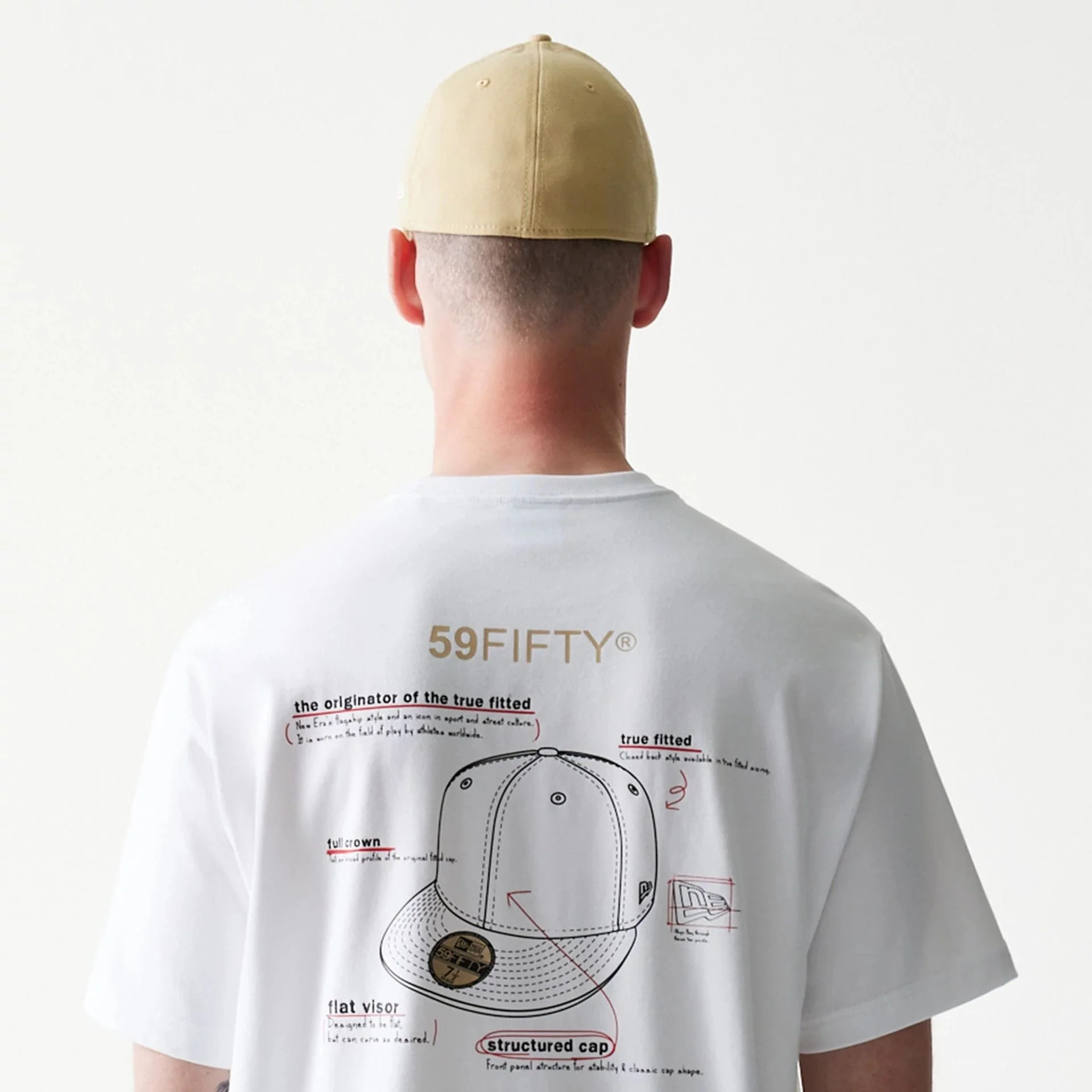 59FIFTY Fitted Cap Description Graphic White T-Shirt - Image 7
