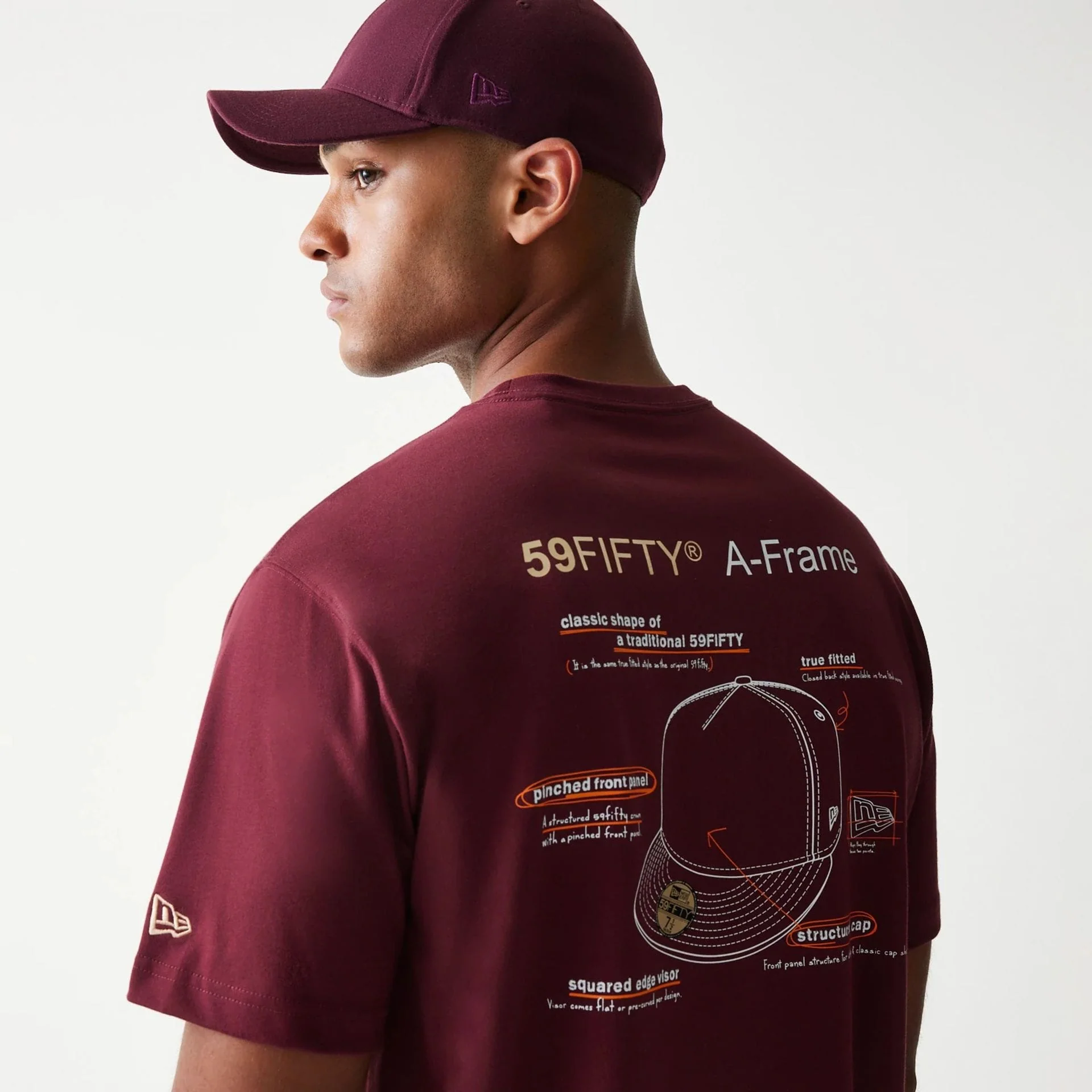 A-Frame 59FIFTY Fitted Cap Description Graphic Dark Red T-Shirt - Image 5