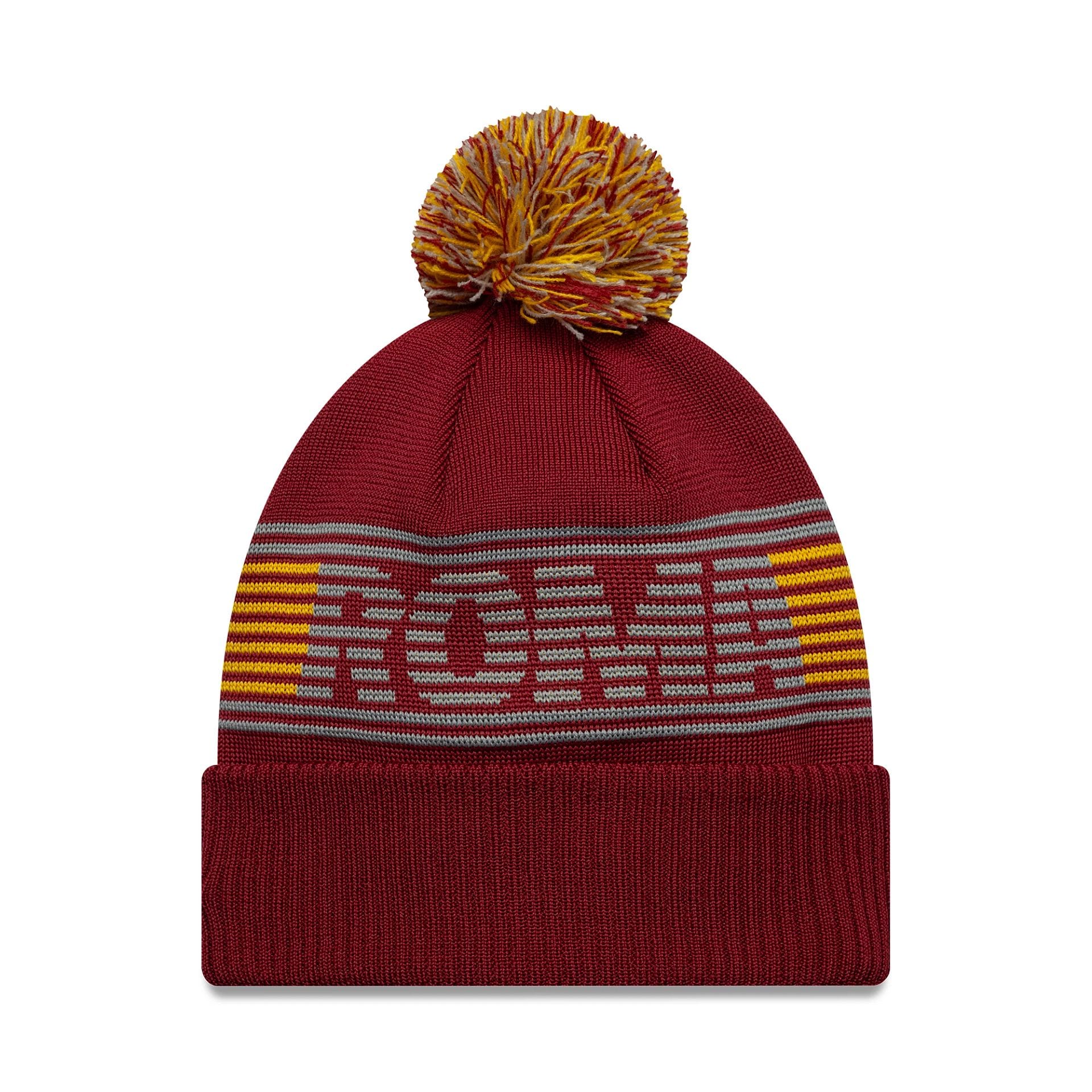 AS Roma Dark Red Bobble Knit Beanie Hat - Image 2