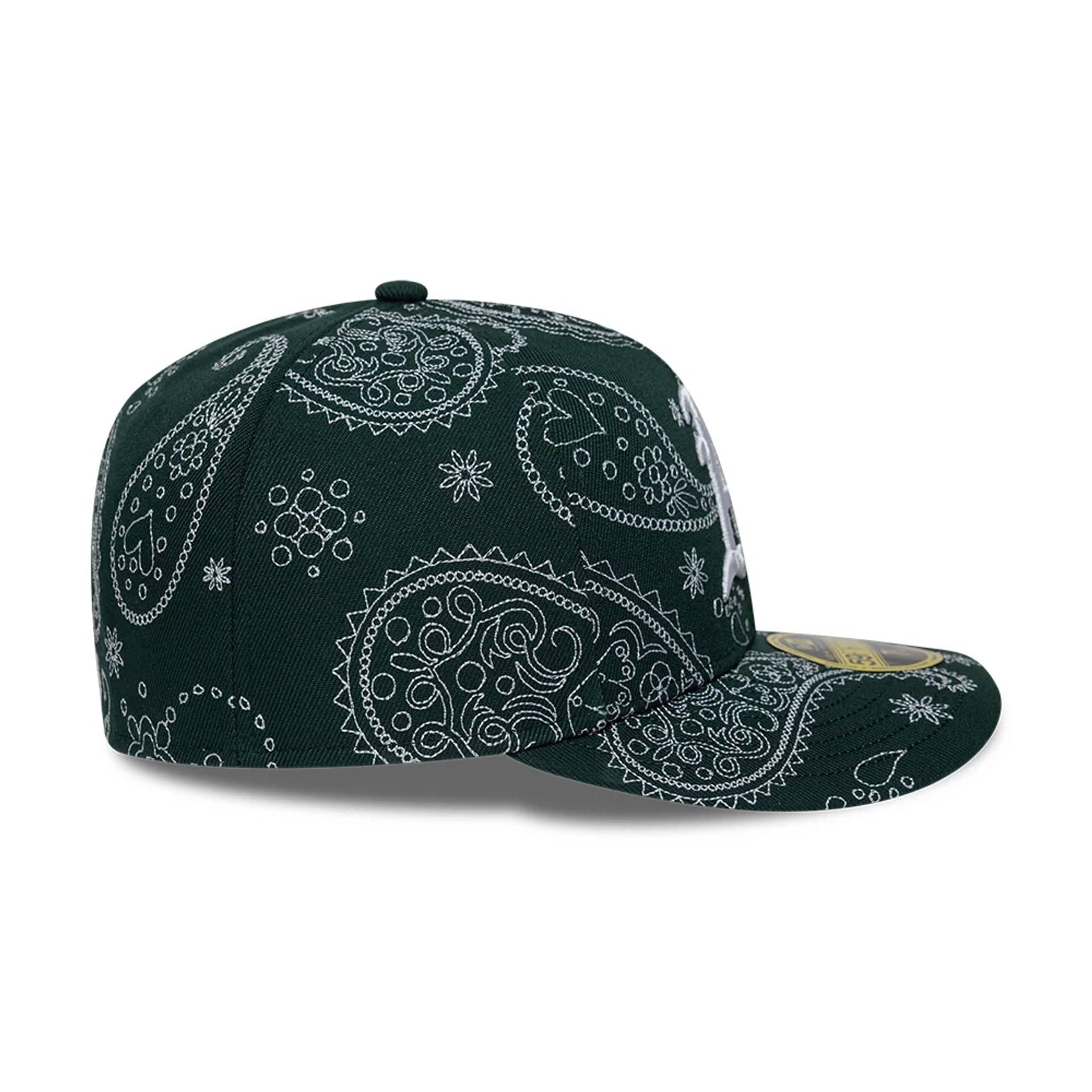 Athletics MLB All Over Paisley Dark Green Low Profile 59FIFTY Fitted Cap - Image 6