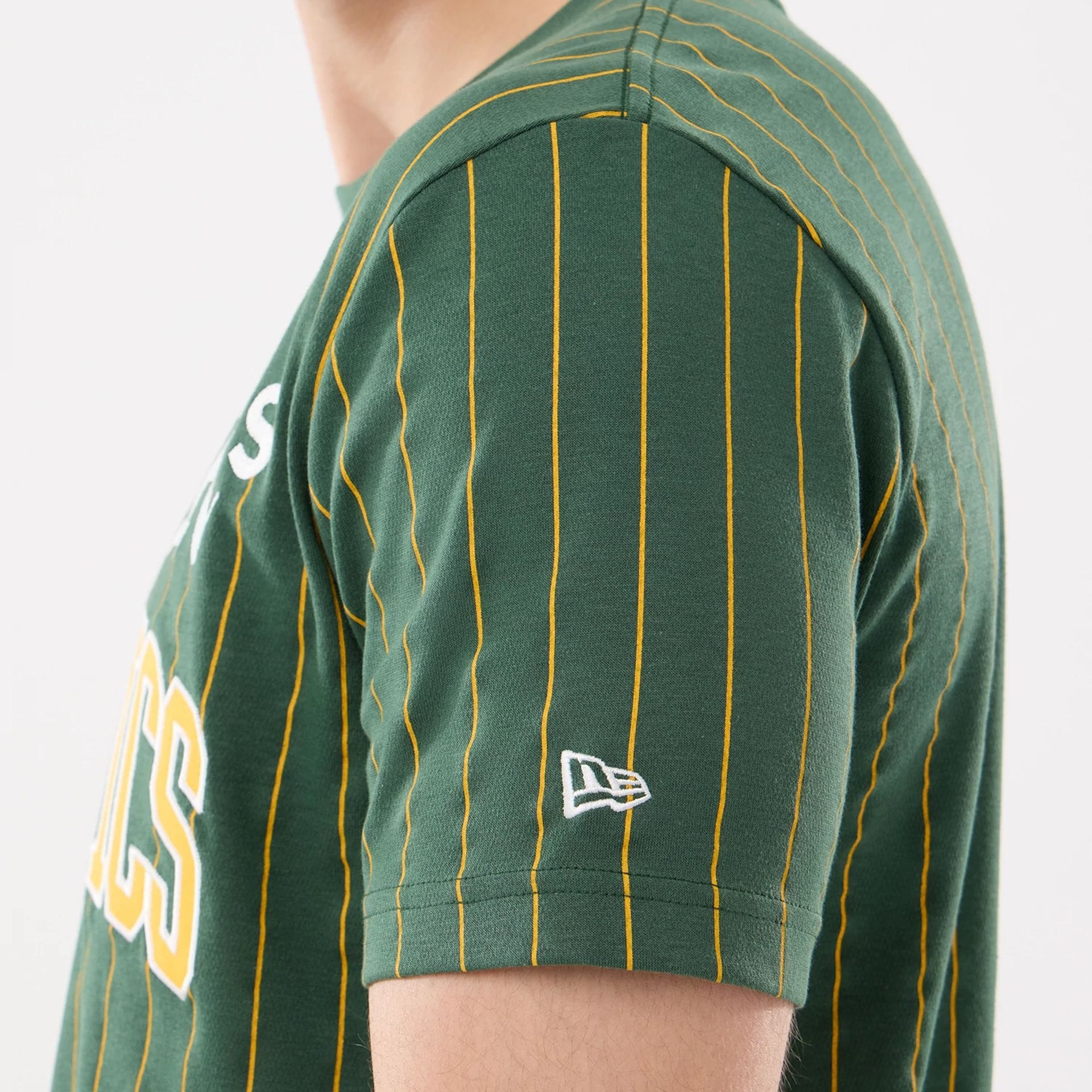 Athletics MLB Pinstripe Dark Green T-Shirt - Image 3