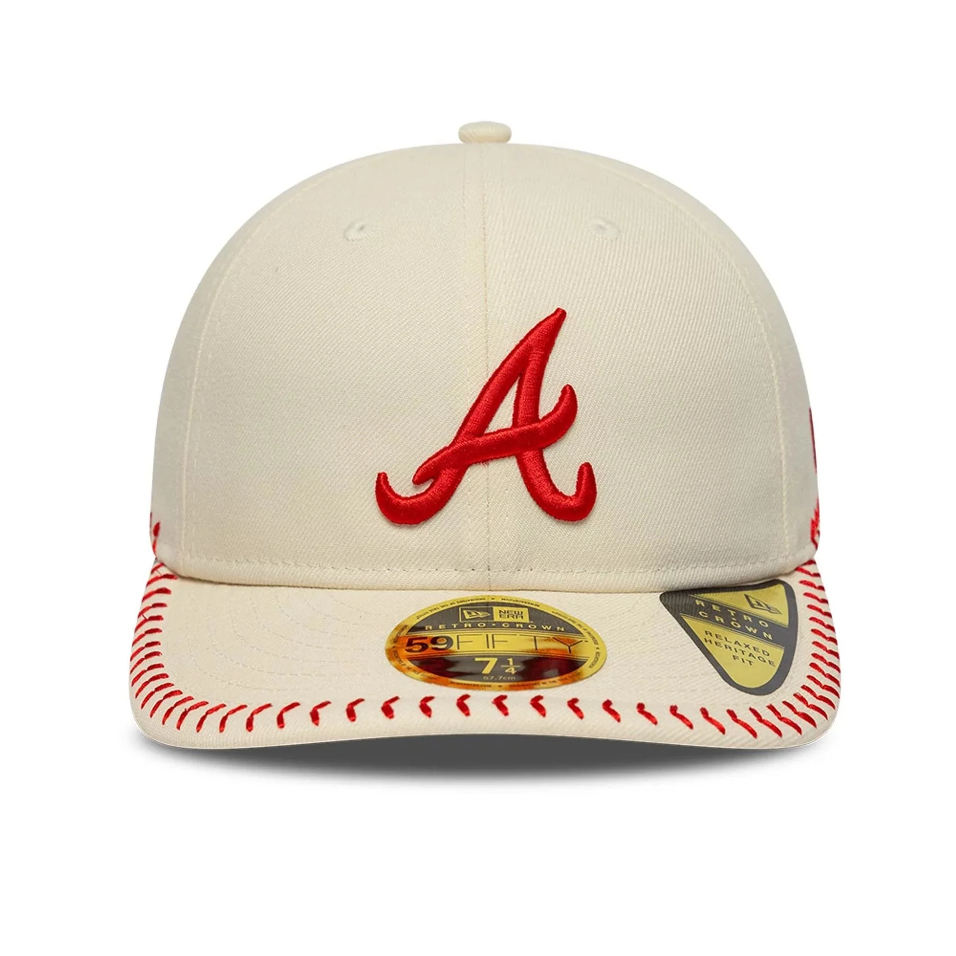 Atlanta Braves MLB Baseball Stitch Cream Retro Crown 59FIFTY Fitted Cap - Image 2