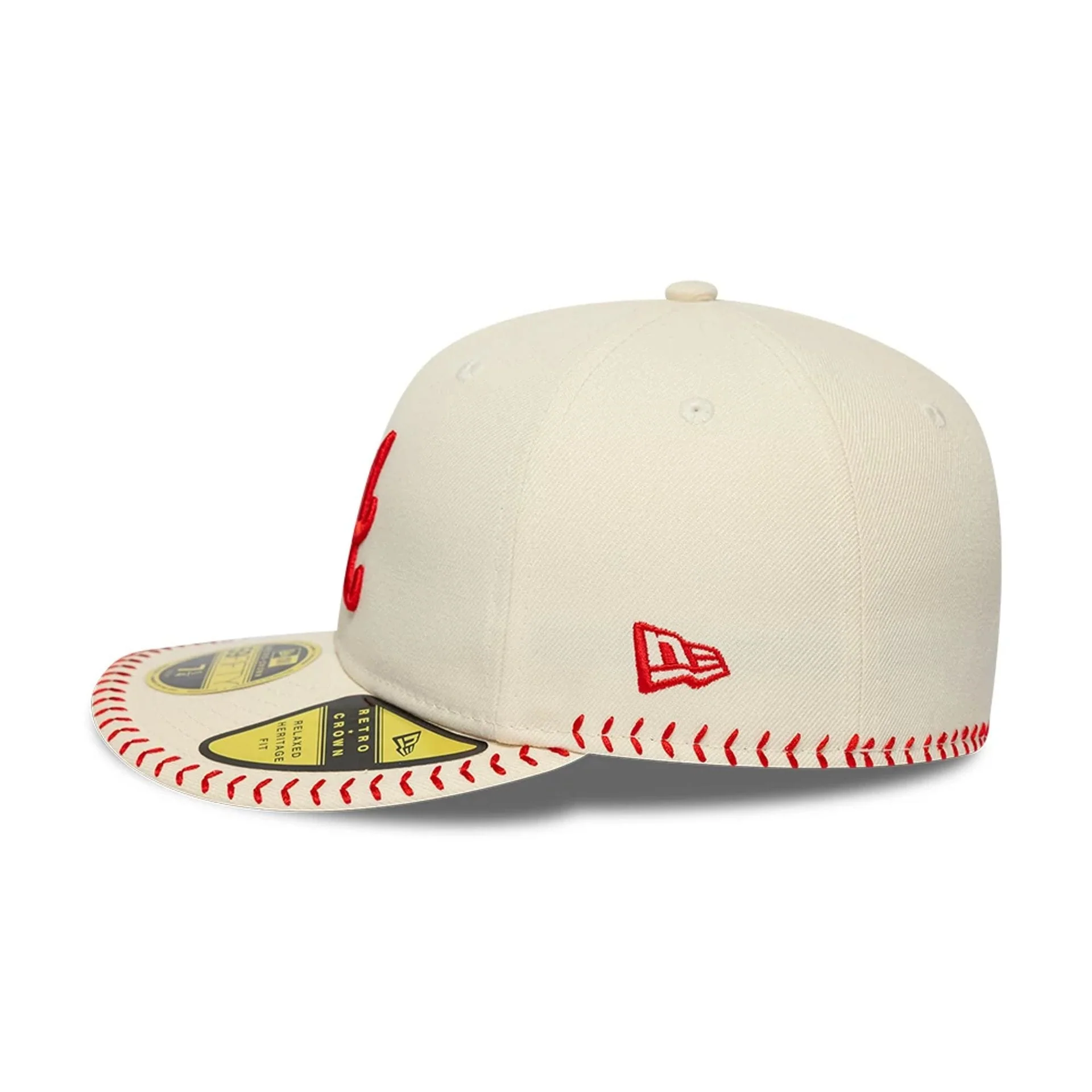 Atlanta Braves MLB Baseball Stitch Cream Retro Crown 59FIFTY Fitted Cap - Image 5