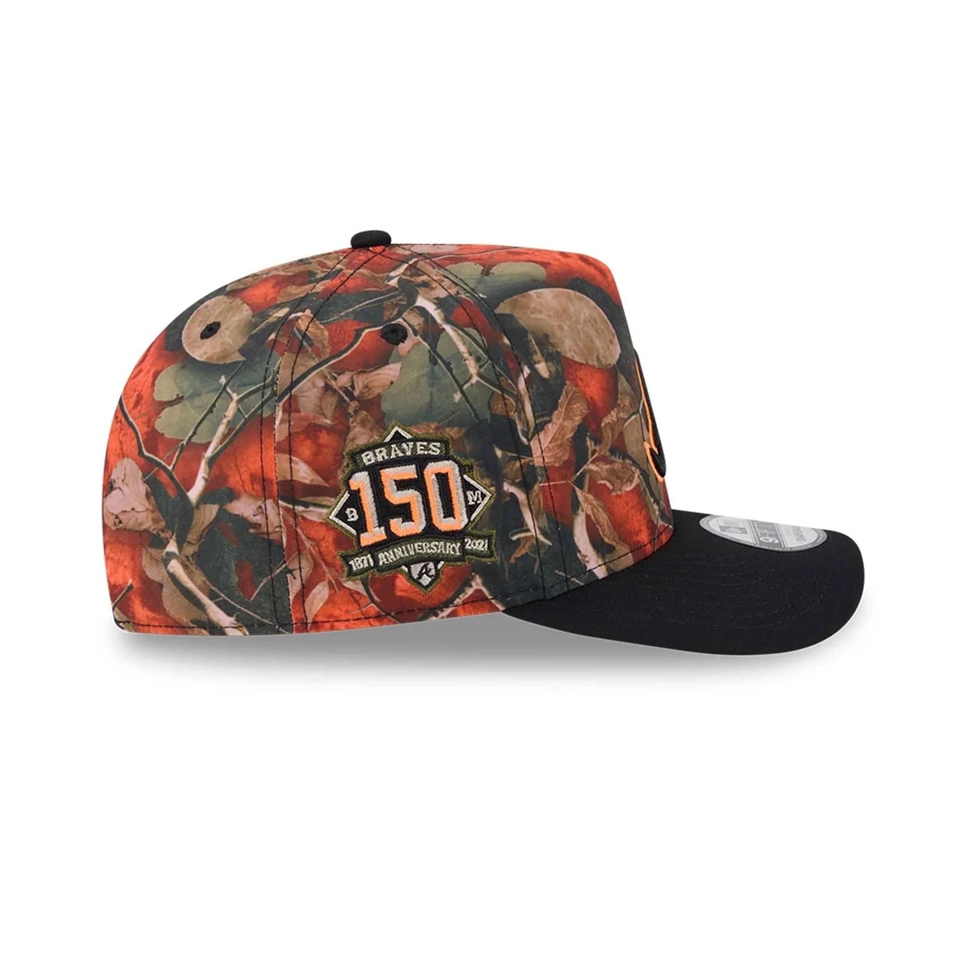 Atlanta Braves MLB Leaves Bright Orange 9FIFTY A-Frame Snapback Cap - Image 5