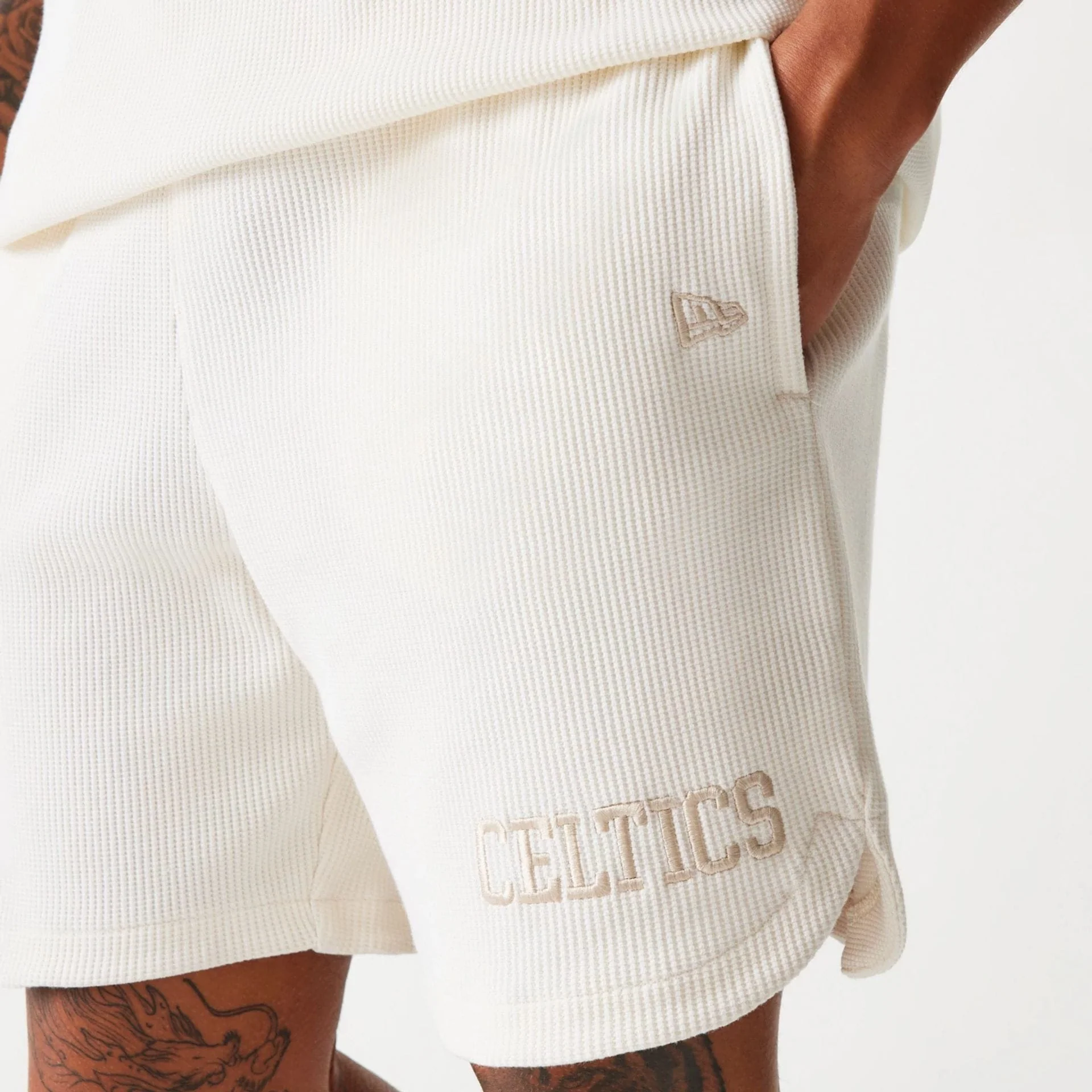 Boston Celtics NBA Waffle Open White Shorts - Image 4