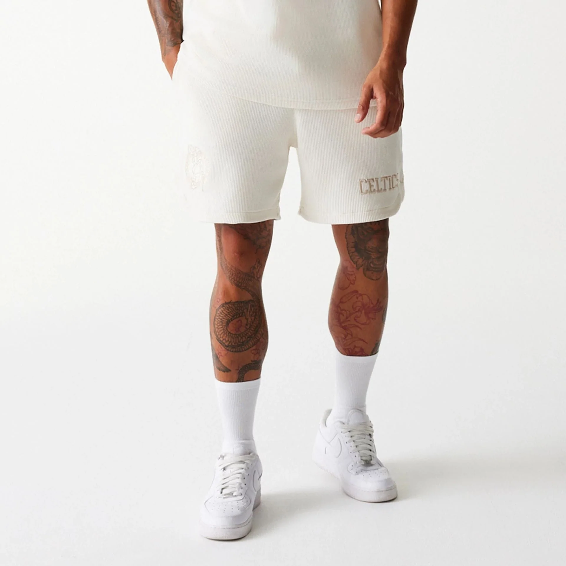 Boston Celtics NBA Waffle Open White Shorts - Image 8