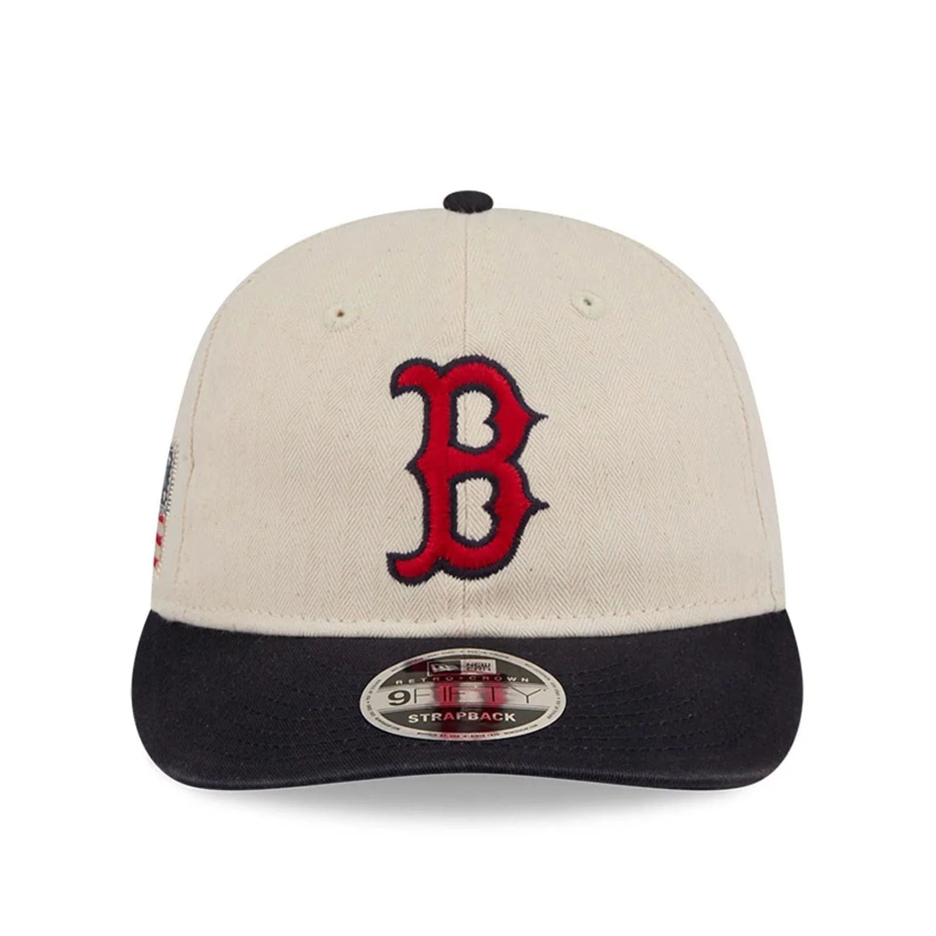 Boston Red Sox MLB Americana Herringbone White Retro Crown 9FIFTY Adjustable Cap - Image 4