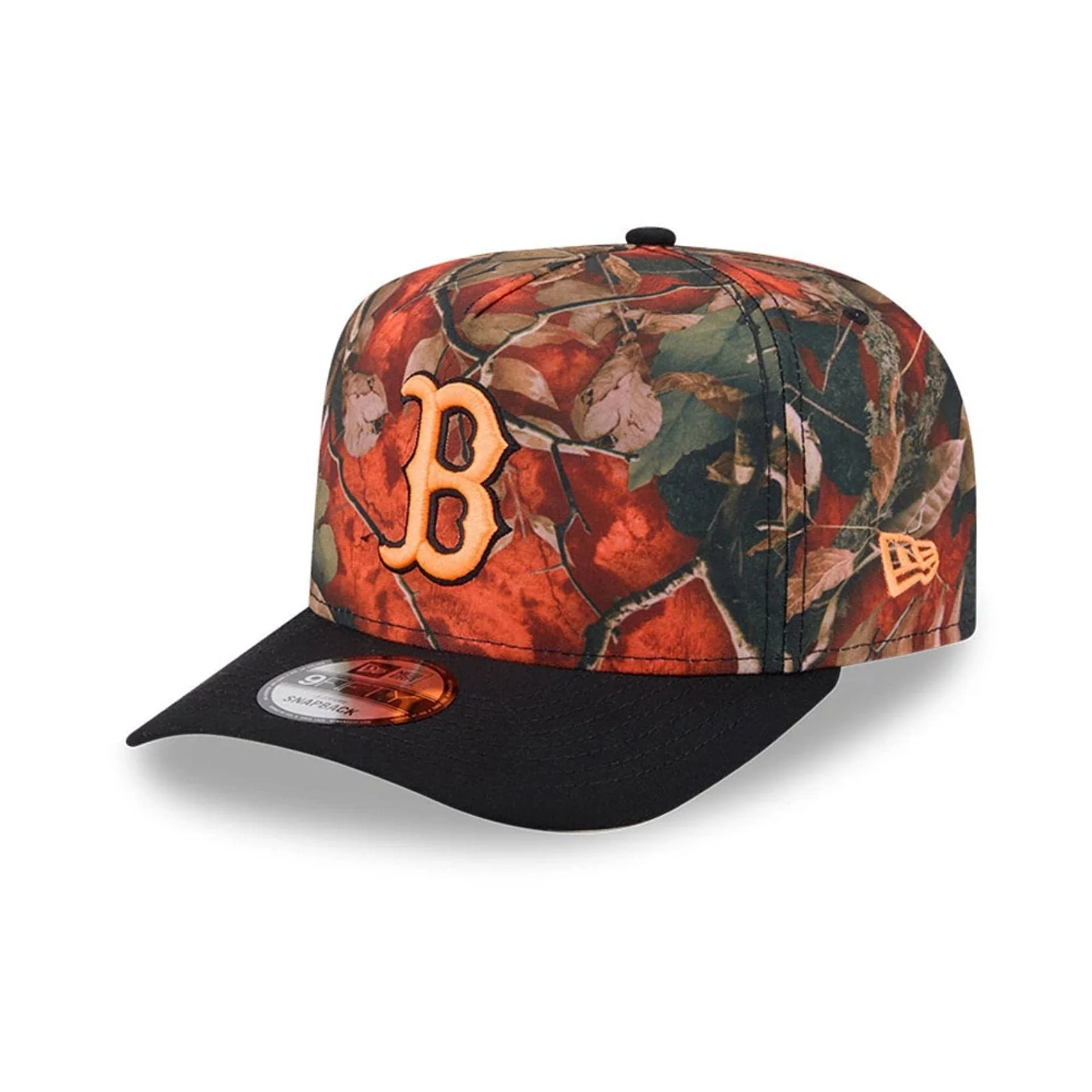 Boston Red Sox MLB Leaves Bright Orange 9FIFTY A-Frame Snapback Cap - Image 4