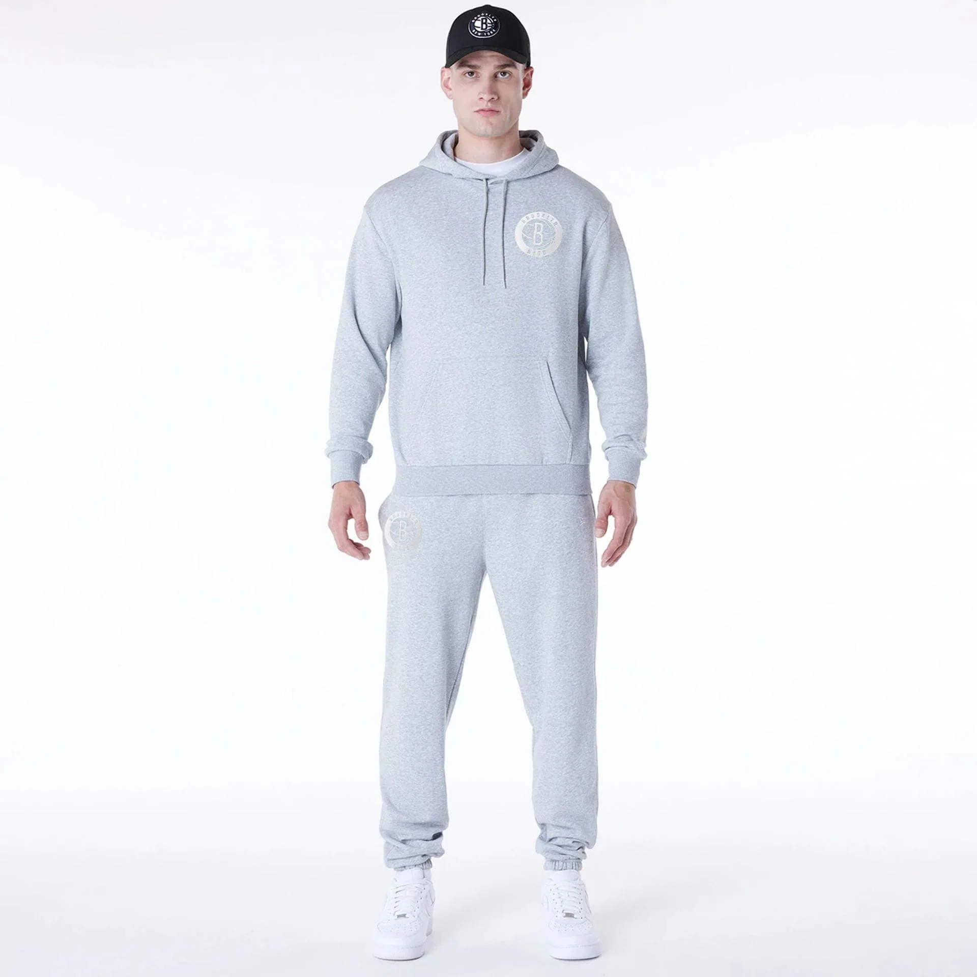 Brooklyn Nets NBA League Essential Grey Oversized Pullover Hoodie - Image 3