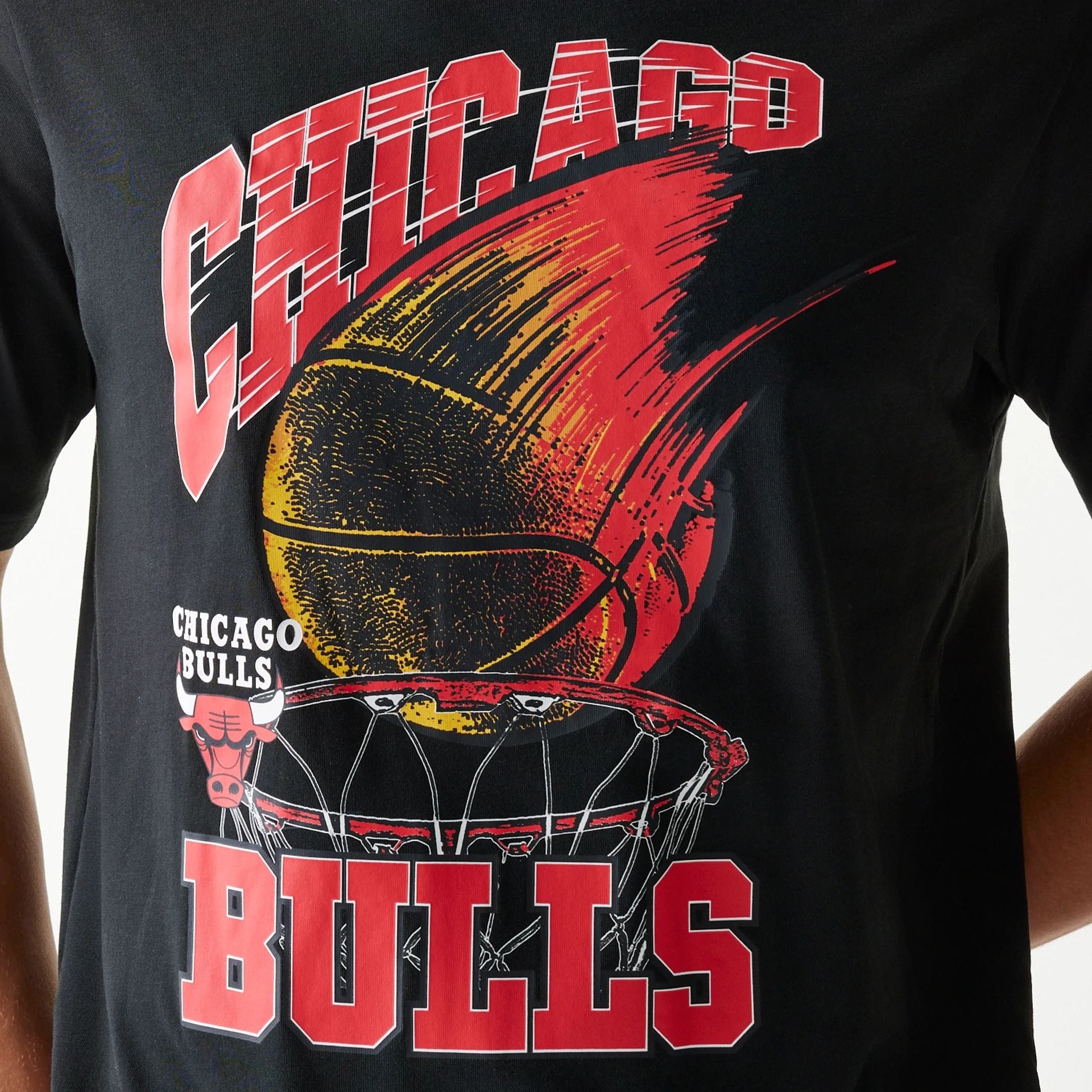 Chicago Bulls NBA Ball Graphic Black T-Shirt - Image 8