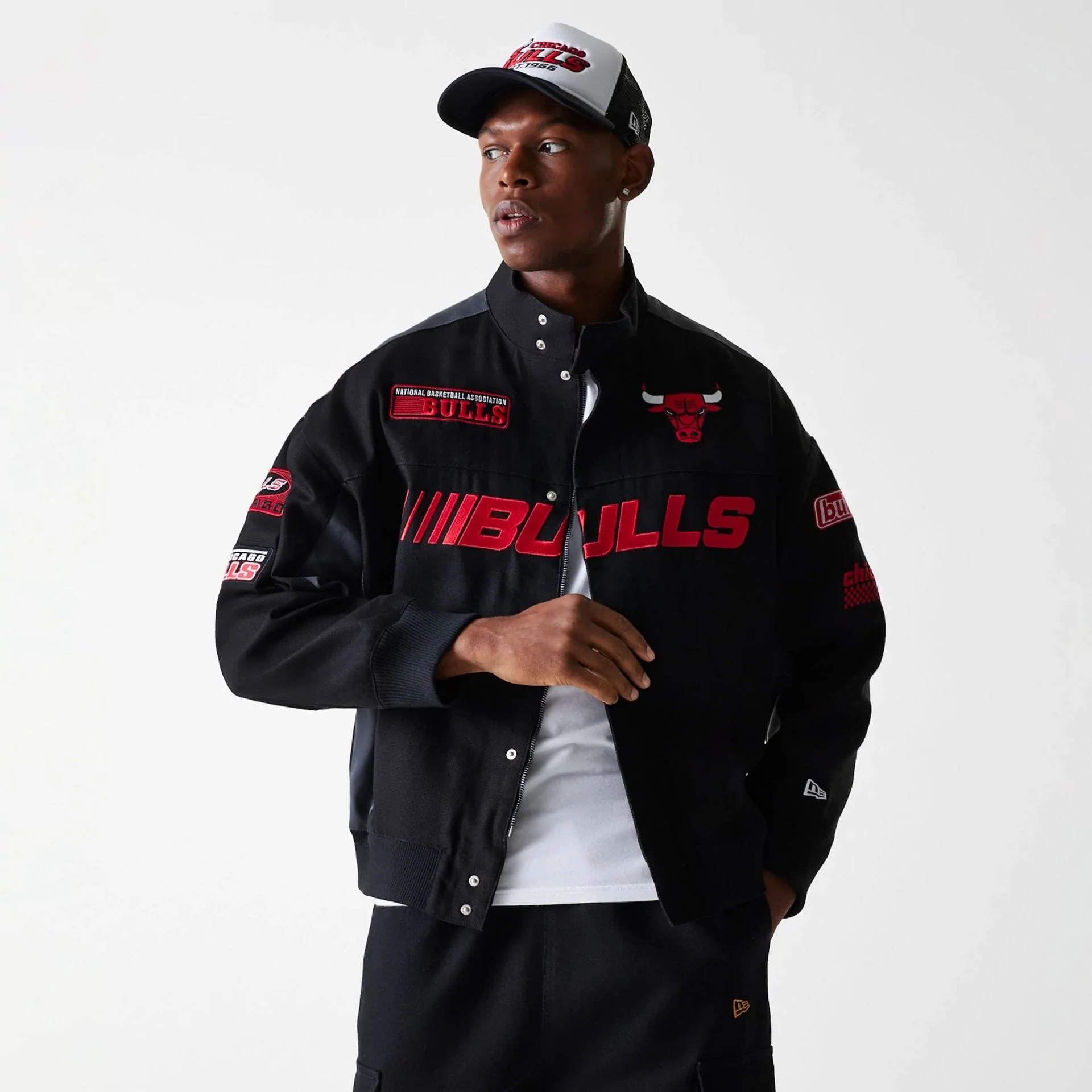 Chicago Bulls NBA Black Motorsports Jacket - Image 3