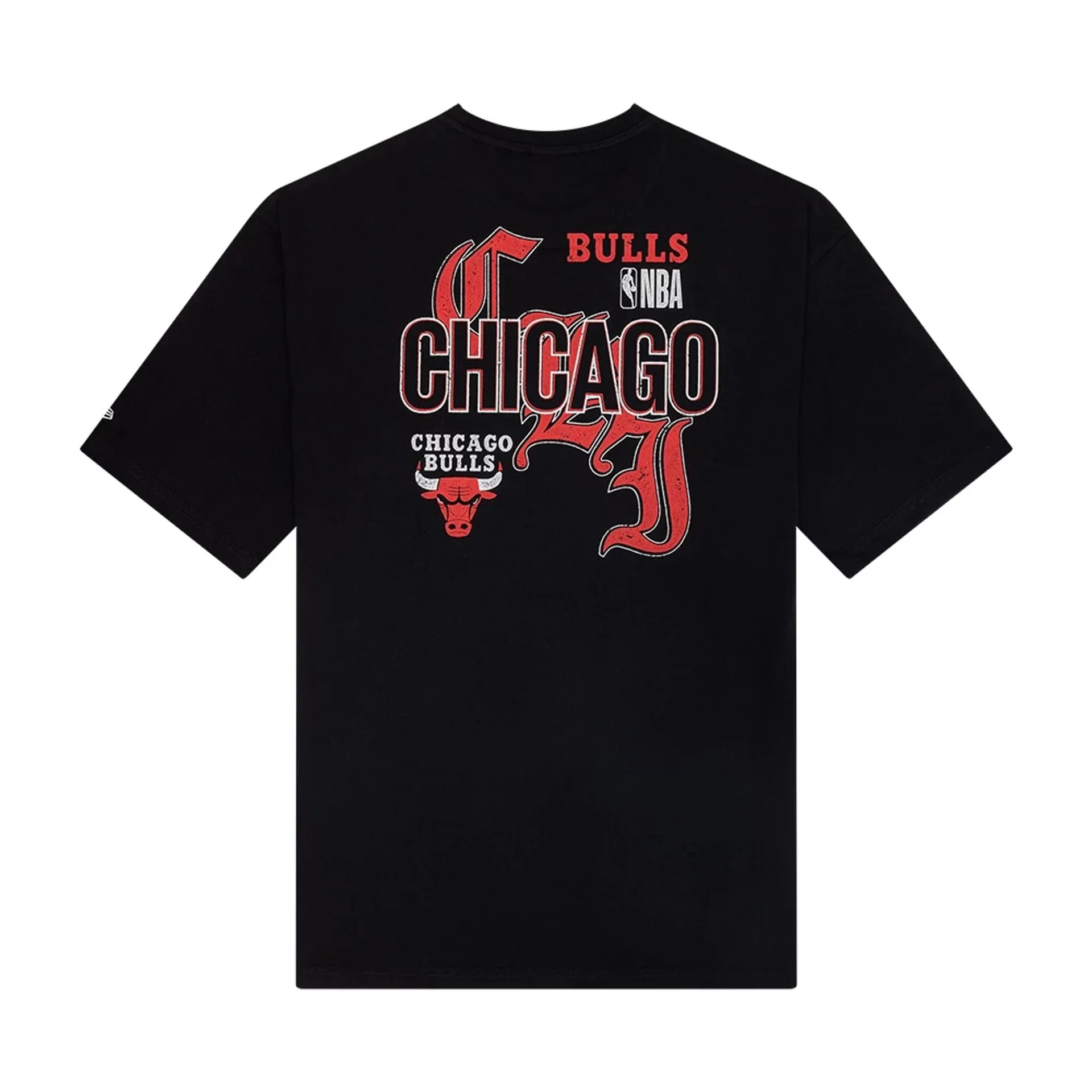 Chicago Bulls NBA Font Graphic Black Oversized T-Shirt - Image 2