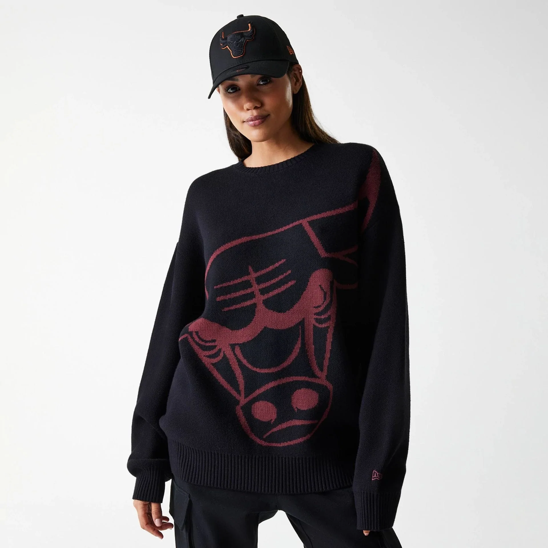 Chicago Bulls NBA Knit Black Oversized Knit Sweater - Image 4