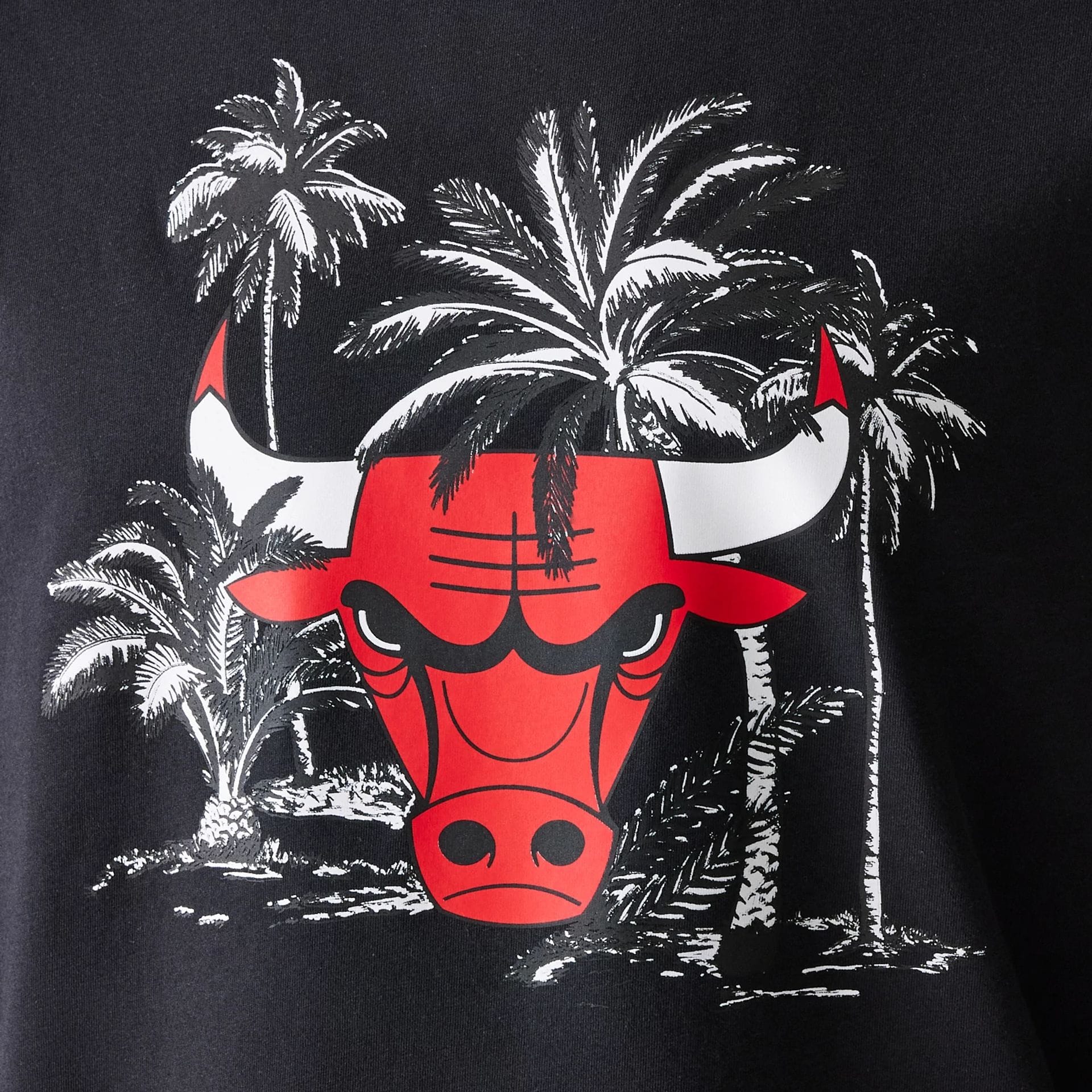 Chicago Bulls NBA Palm Tree Black Oversized T-Shirt - Image 7