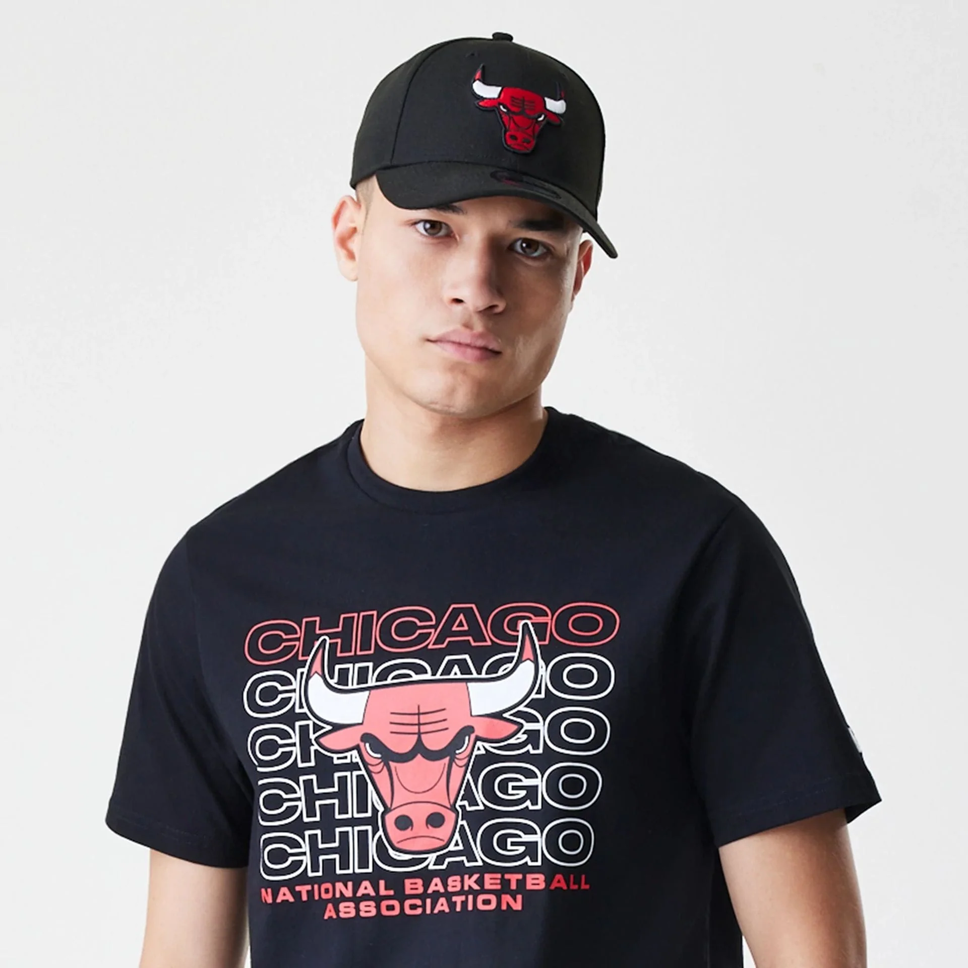 Chicago Bulls NBA Stack Wordmark Black T-Shirt - Image 6