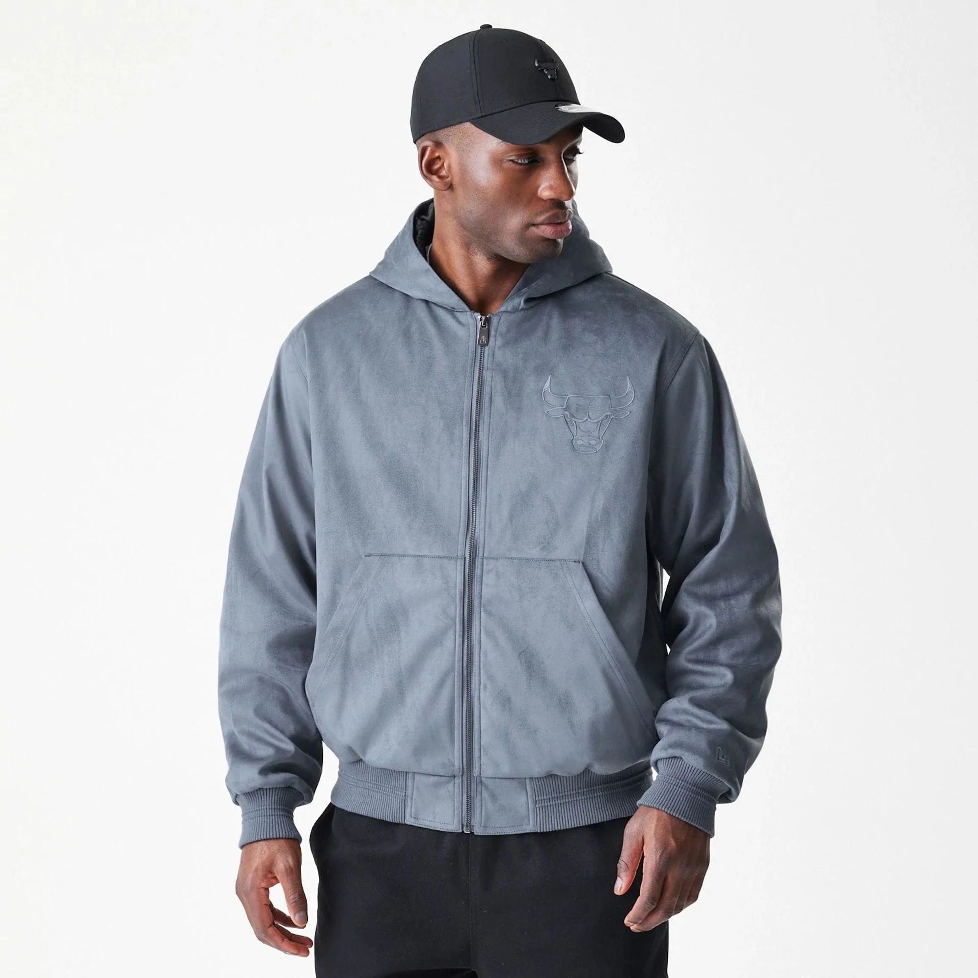 Chicago Bulls NBA Suede Dark Grey Jacket - Image 3