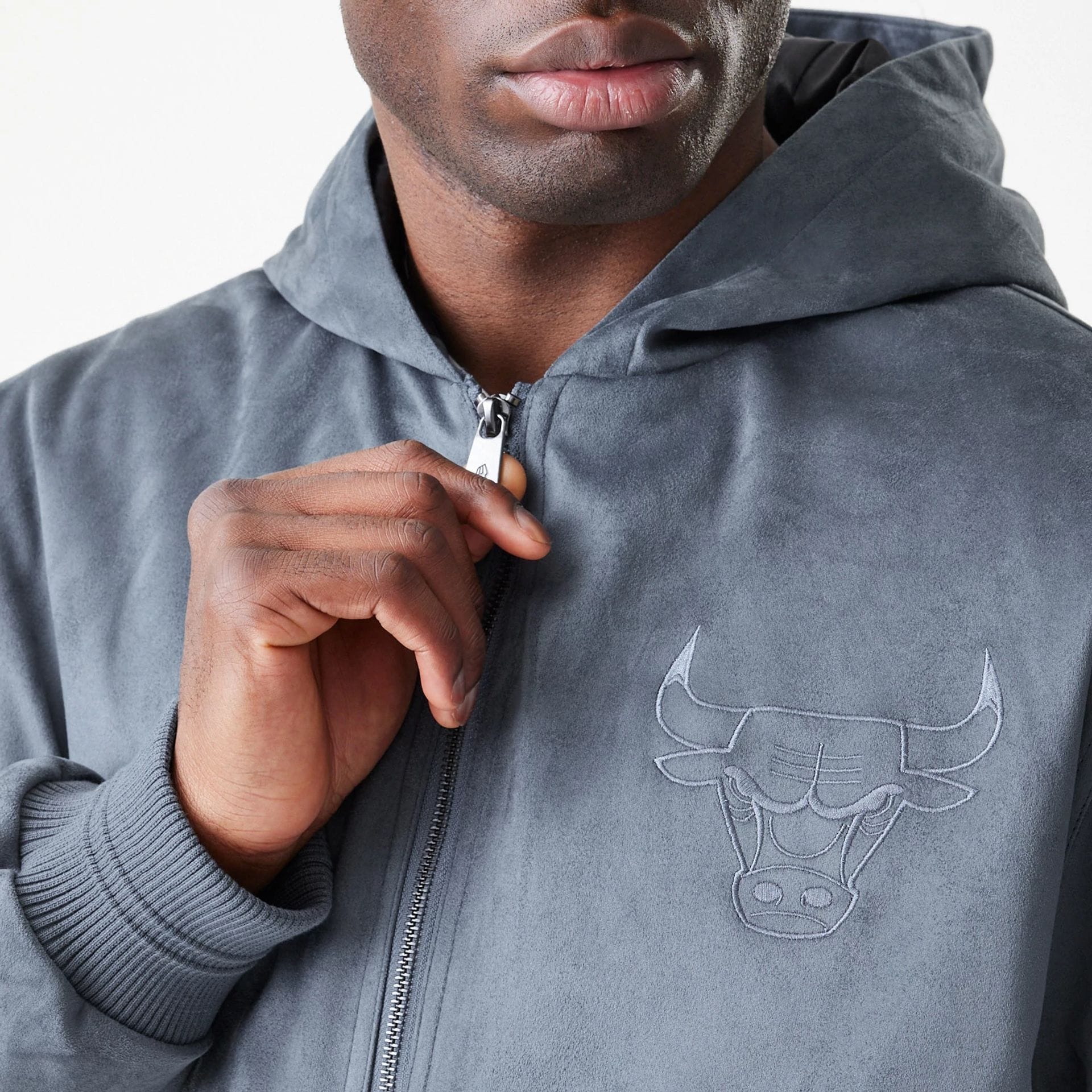 Chicago Bulls NBA Suede Dark Grey Jacket - Image 6