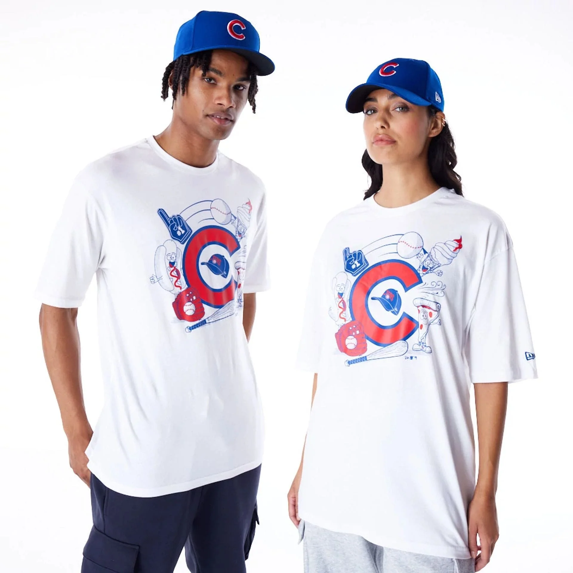 Chicago Cubs MLB Food Graphic White Oversized T-Shirt - Image 2