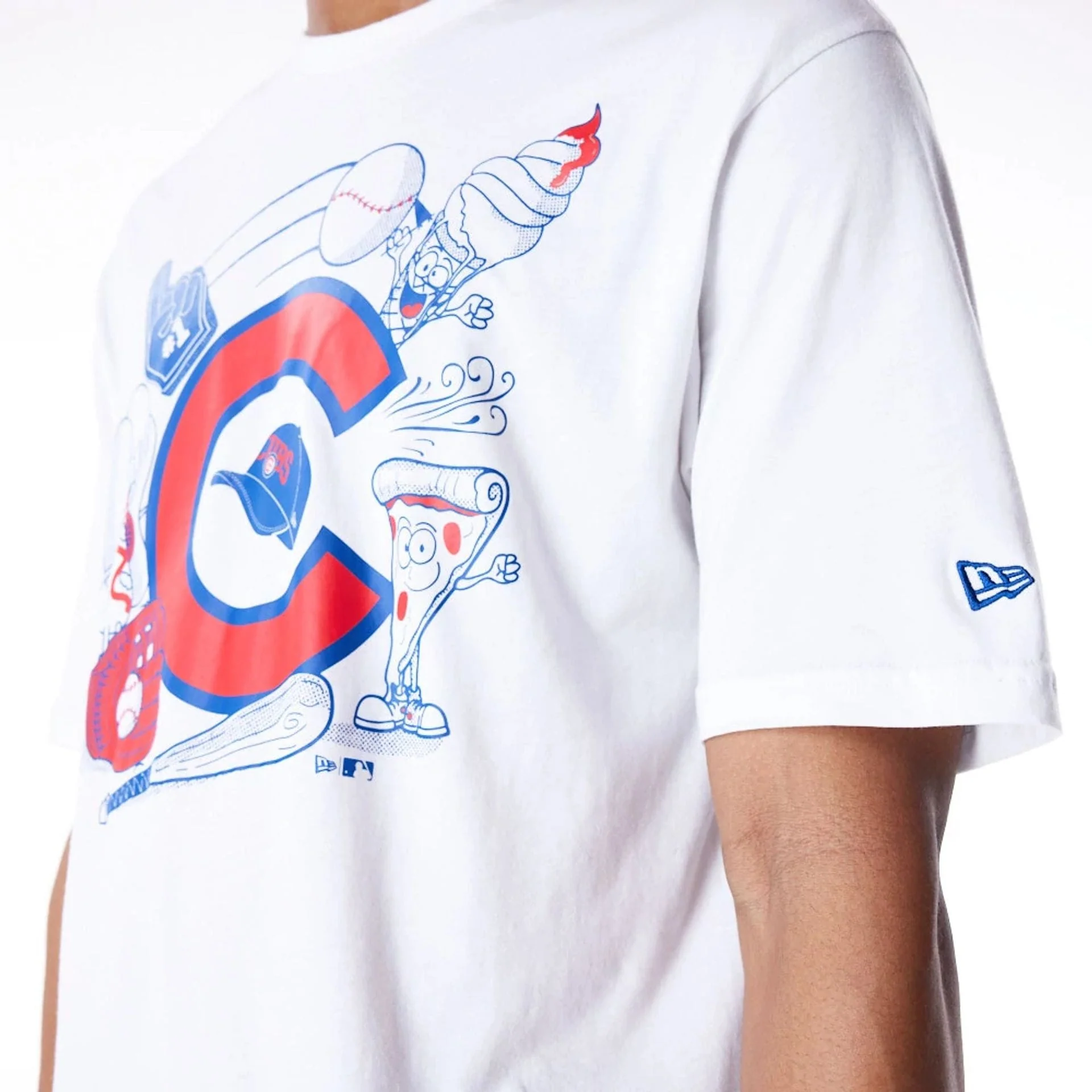 Chicago Cubs MLB Food Graphic White Oversized T-Shirt - Image 6