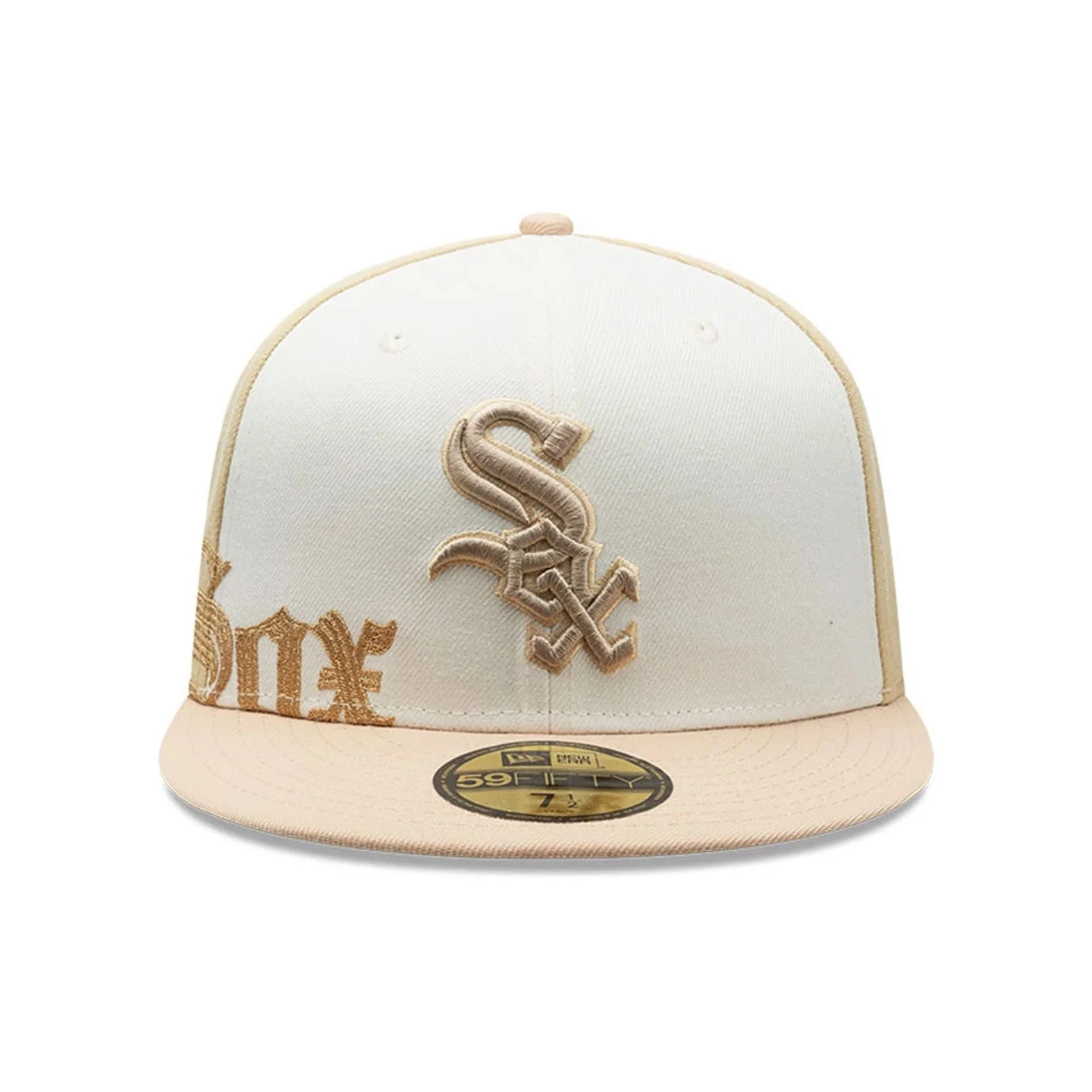 Chicago White Sox MLB Gothic Script Light Beige 59FIFTY Fitted Cap - Image 3