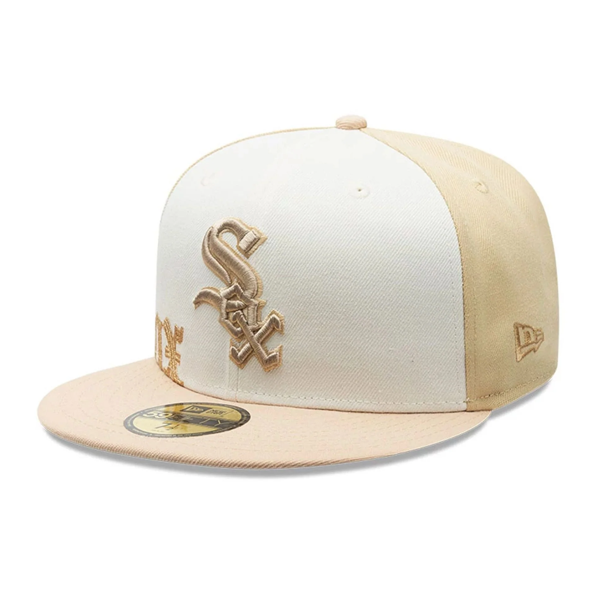 Chicago White Sox MLB Gothic Script Light Beige 59FIFTY Fitted Cap - Image 5