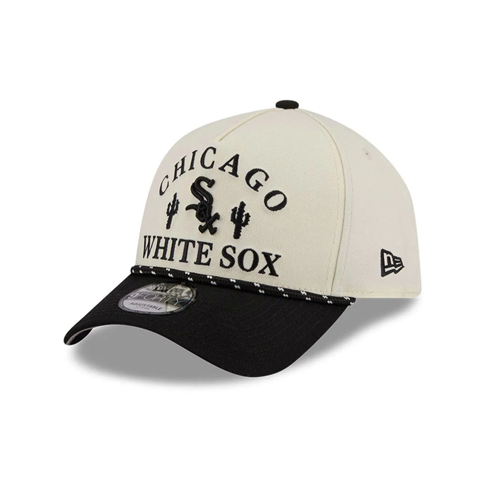 Chicago White Sox MLB Rope Black 9FORTY A-Frame Adjustable Cap - Image 4