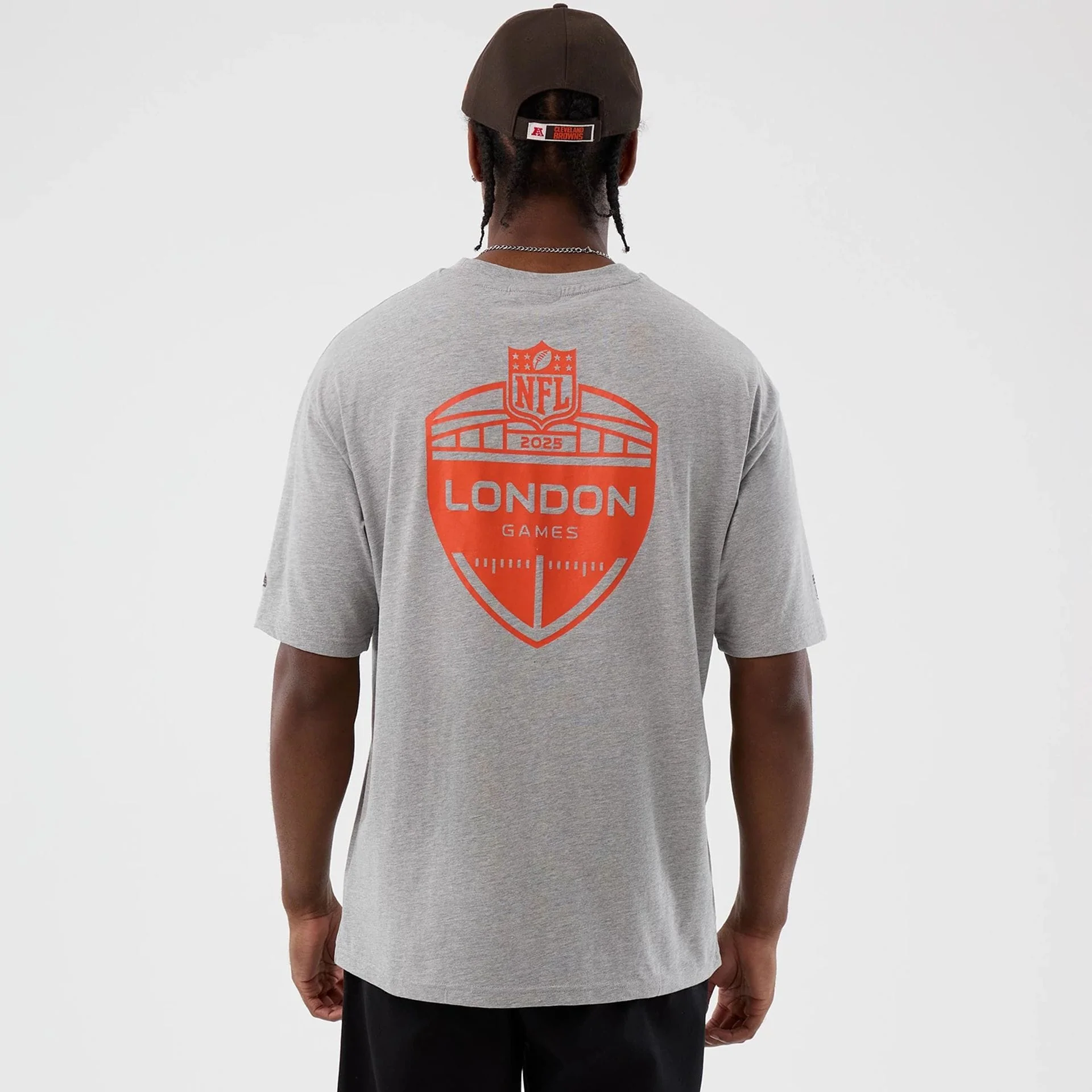Cleveland Browns NFL International Series Games Grey Oversized T-Shirt - Image 2