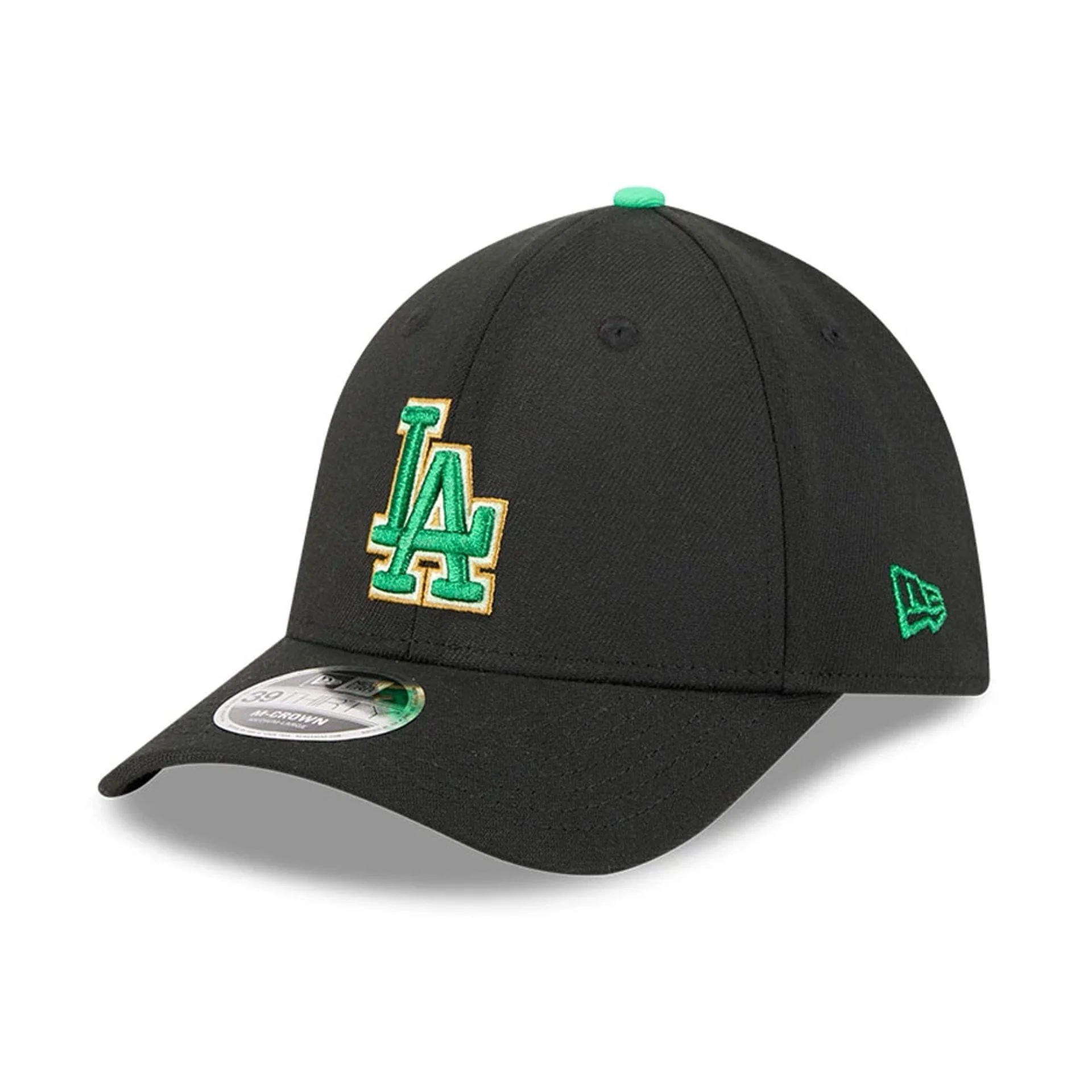 Dodgers MLB Saint Patrick's Day Black 39THIRTY M-Crown A-Frame Stretch Fit Cap - Image 3