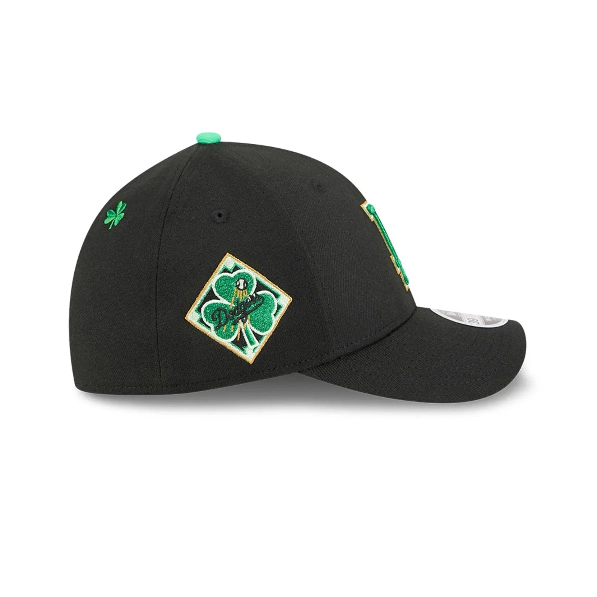 Dodgers MLB Saint Patrick's Day Black 39THIRTY M-Crown A-Frame Stretch Fit Cap - Image 4