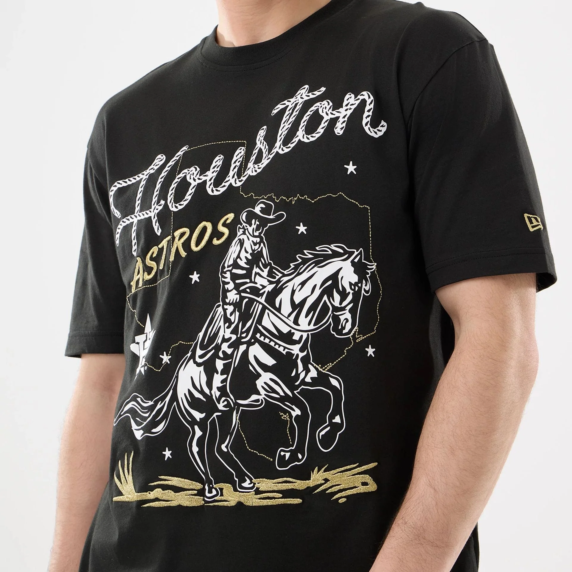 Houston Astros MLB Cowboy Graphic Black T-Shirt - Image 3