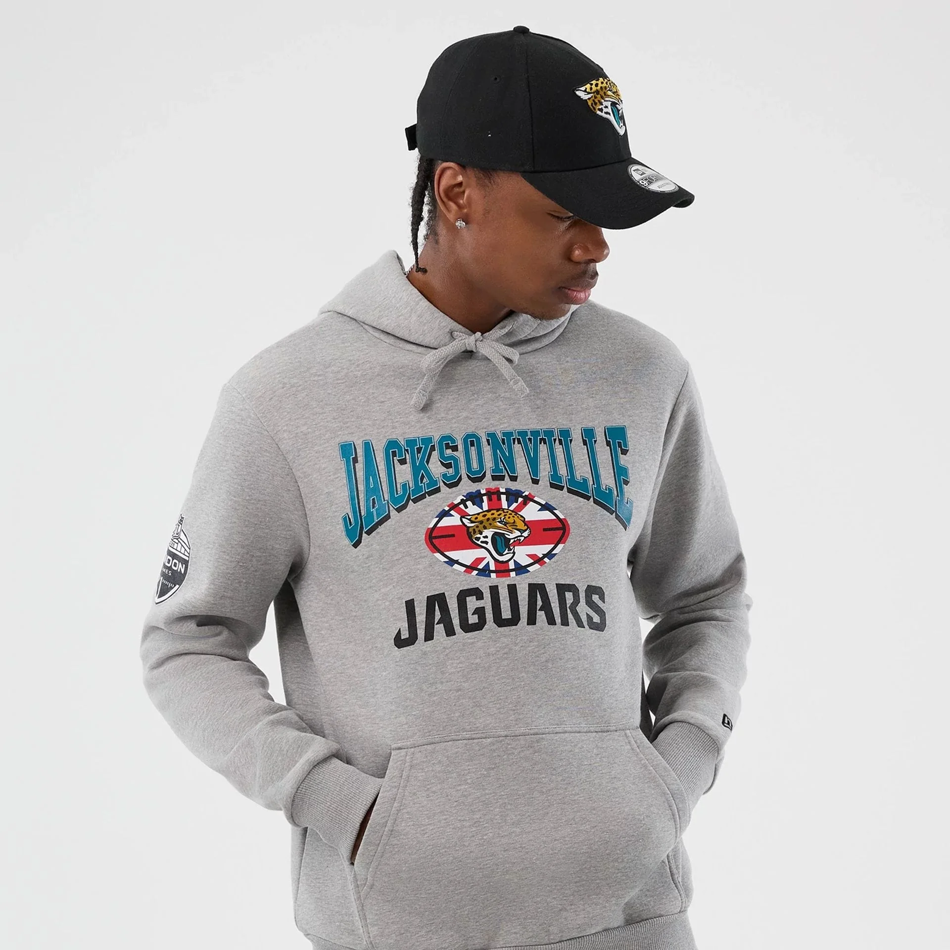 Jacksonville Jaguars NFL International Series Games Grey Pullover Hoodie - Image 4