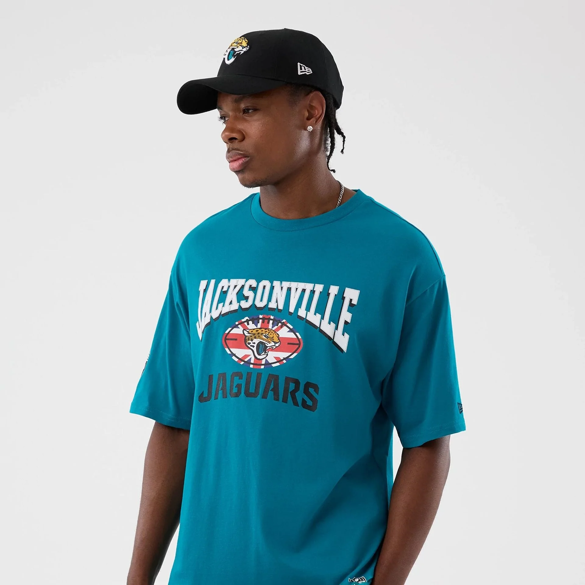 Jacksonville Jaguars NFL International Series Games Turquoise Oversized T-Shirt - Image 7