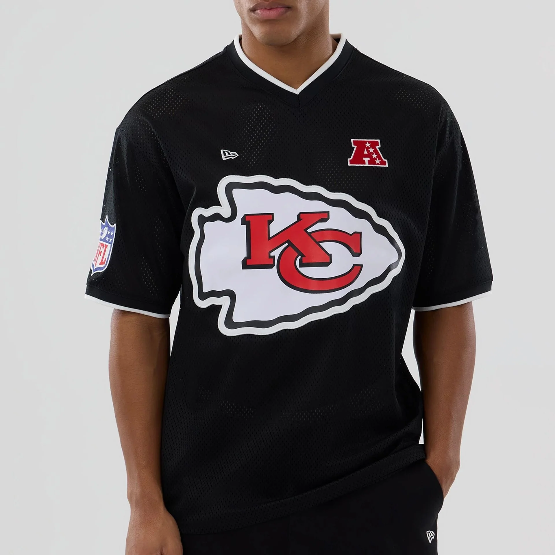 Kansas City Chiefs NFL Mesh Black Oversized T-Shirt - Image 4