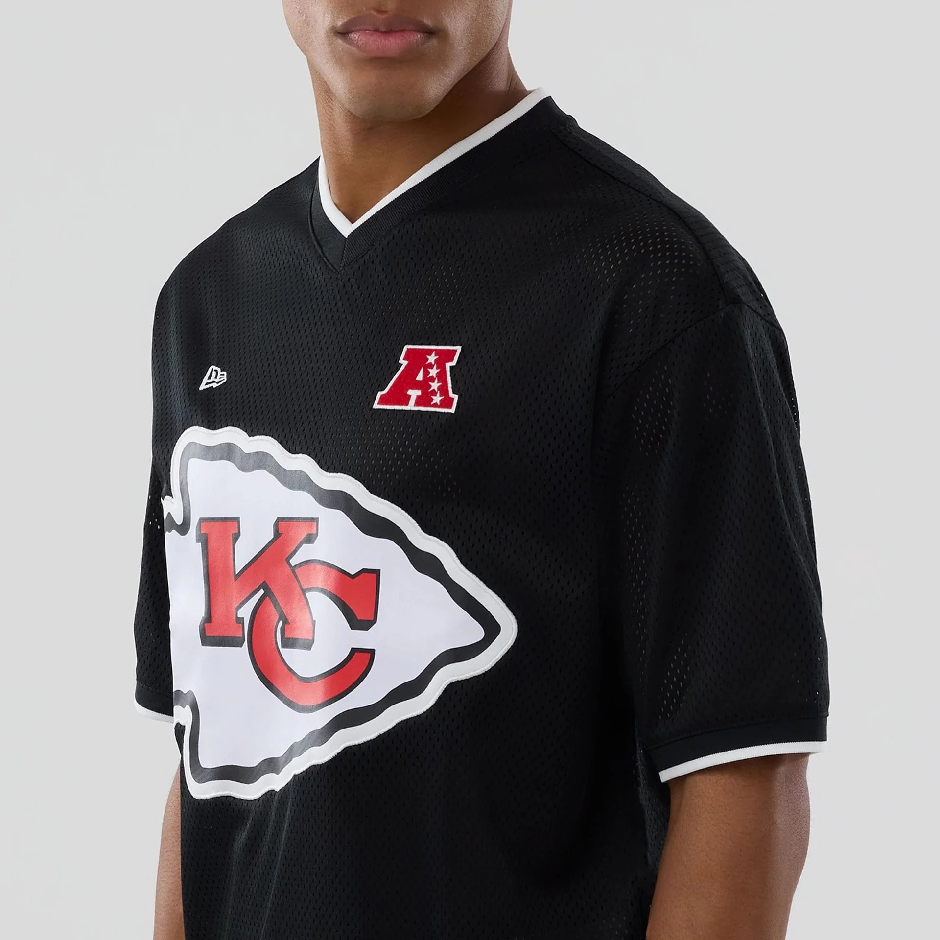 Kansas City Chiefs NFL Mesh Black Oversized T-Shirt - Image 6