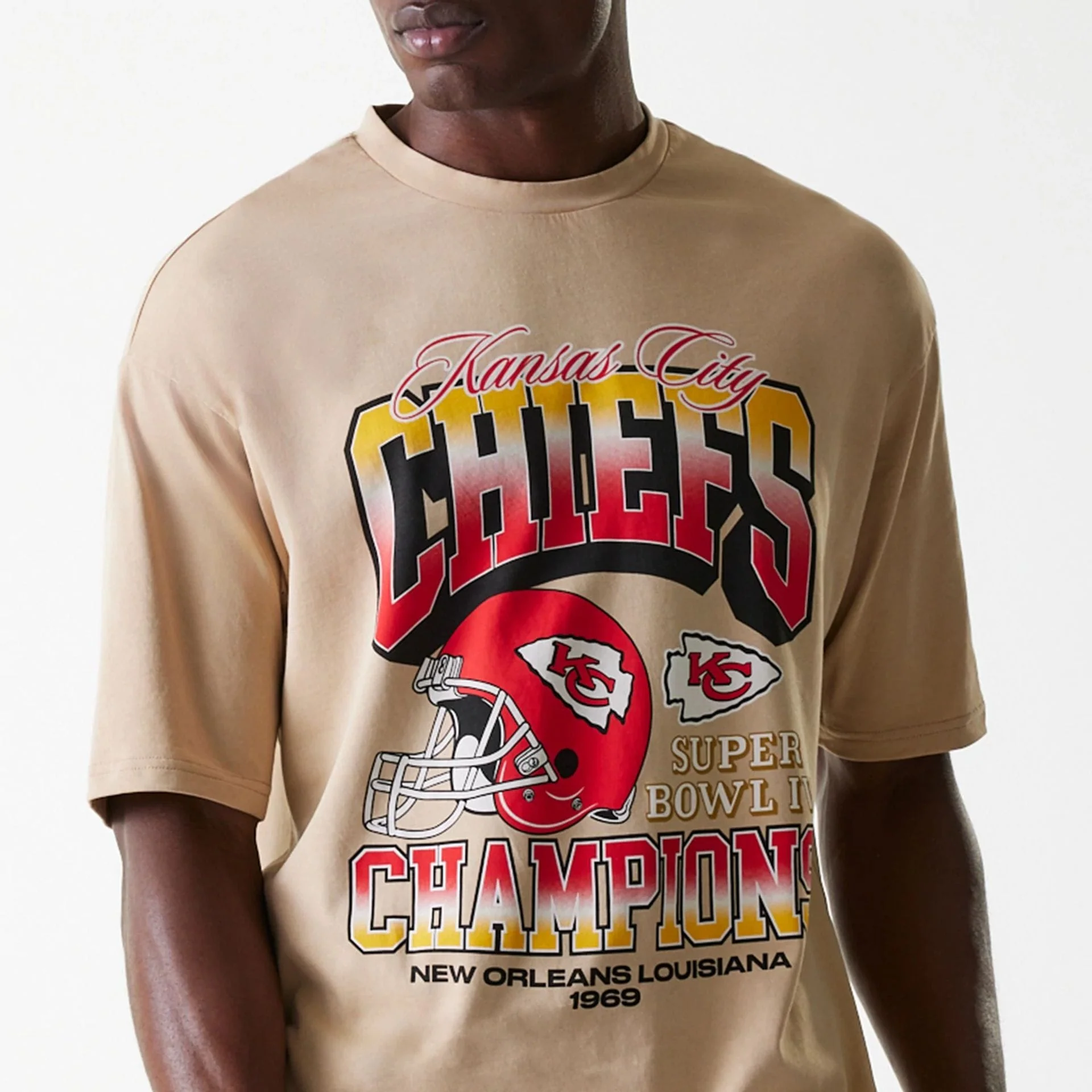 Kansas City Chiefs NFL Washed Super Bowl Beige Oversized T-Shirt - Image 3