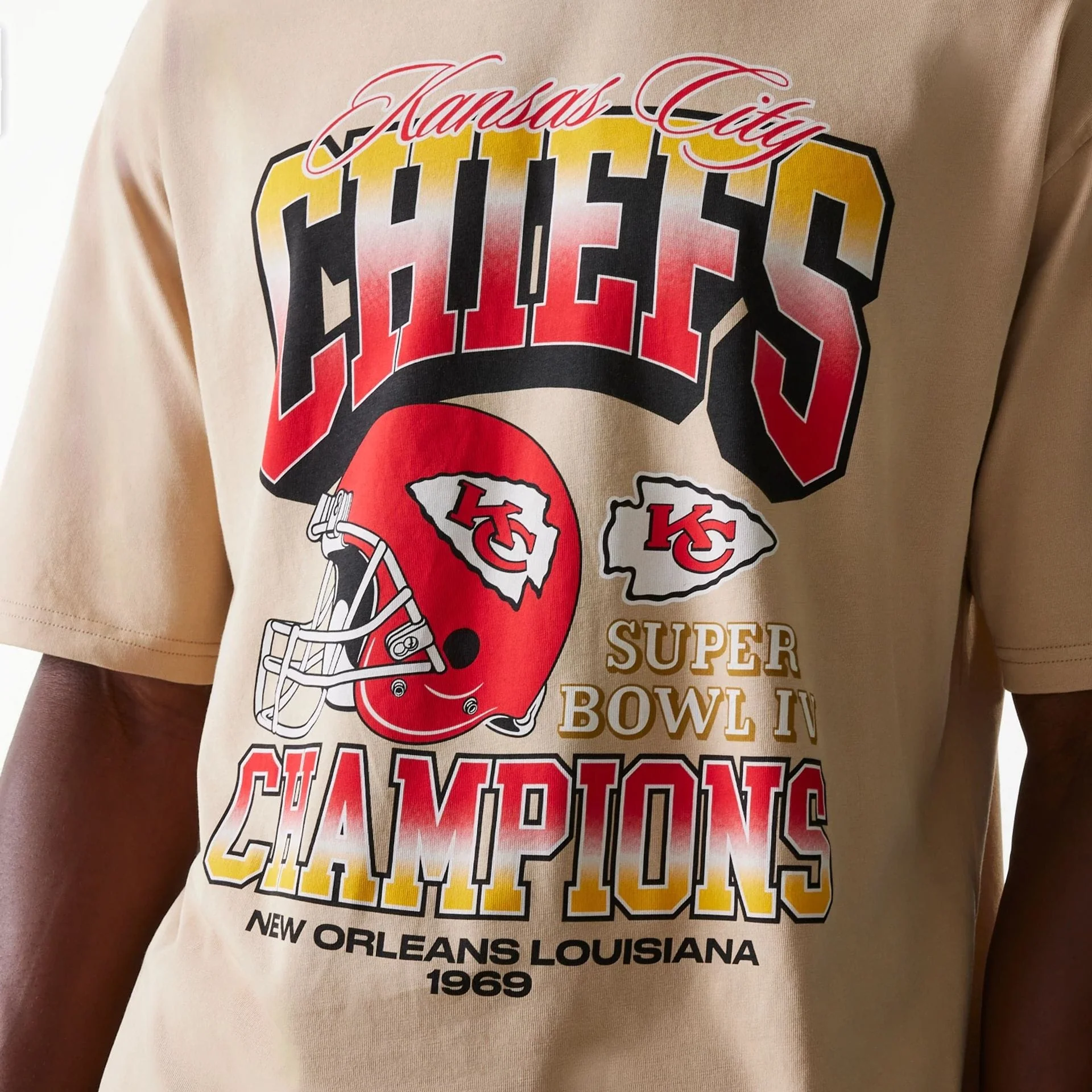 Kansas City Chiefs NFL Washed Super Bowl Beige Oversized T-Shirt - Image 4