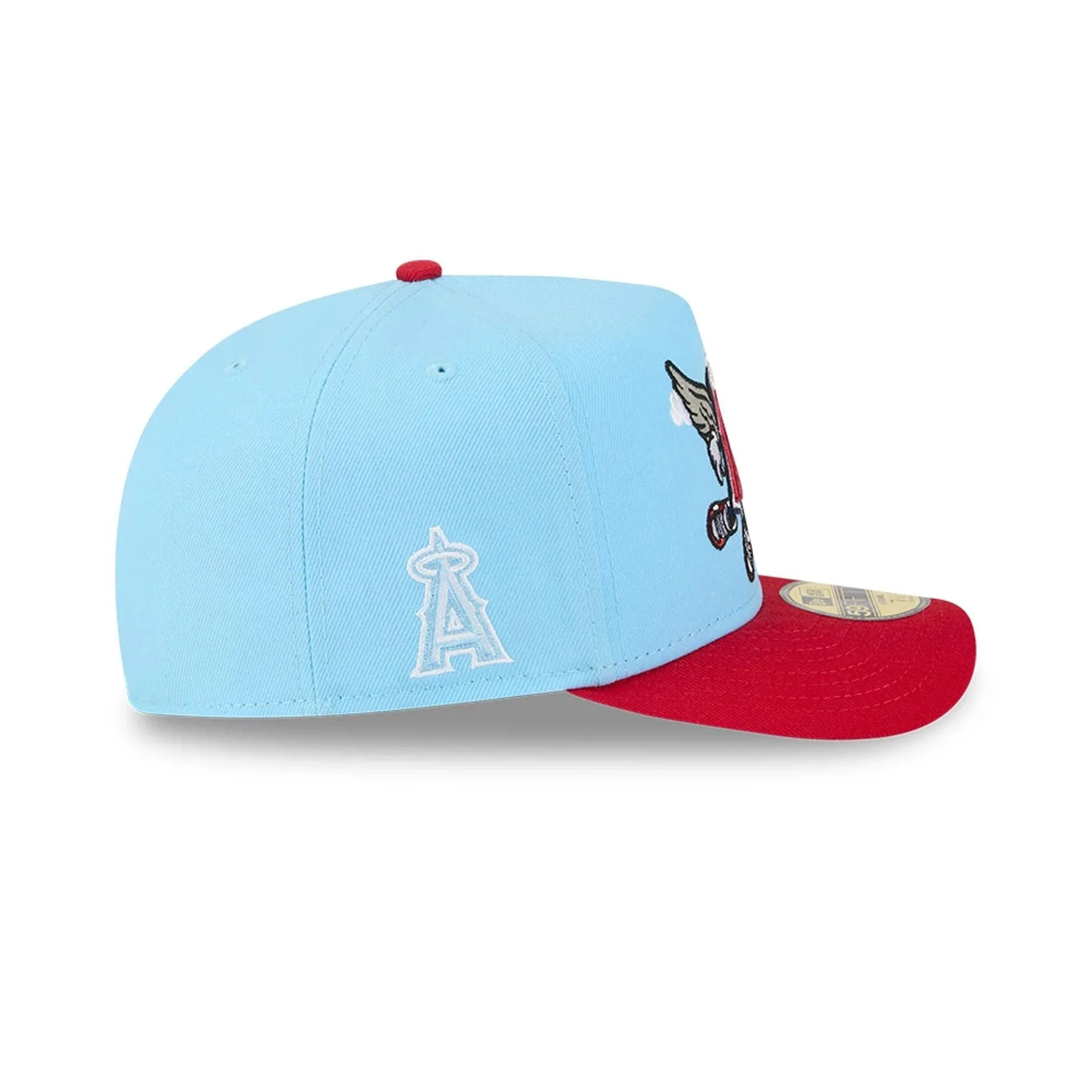 LA Angels MLB Cartoon Light Blue 59FIFTY A-Frame Fitted Cap - Image 5