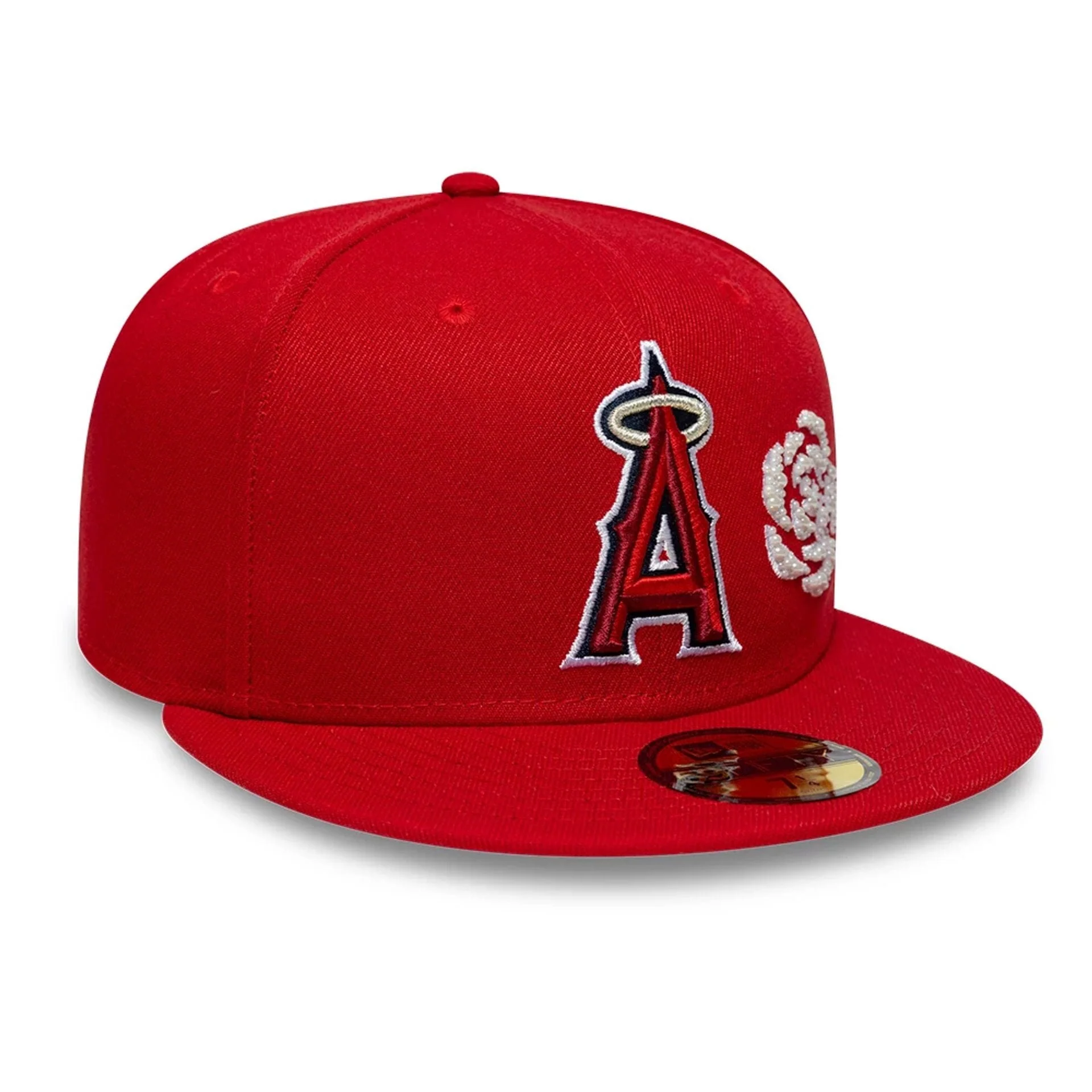 LA Angels MLB Faux Pearl Icon Red 59FIFTY Fitted Cap - Image 3
