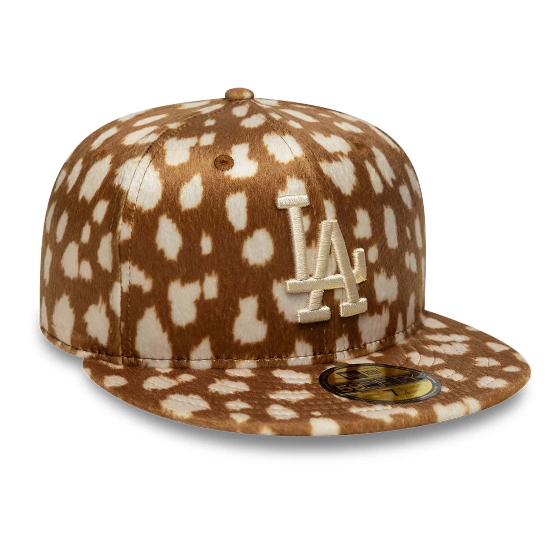 LA Dodgers Animal Print Dark Beige 59FIFTY Fitted Cap - Image 3
