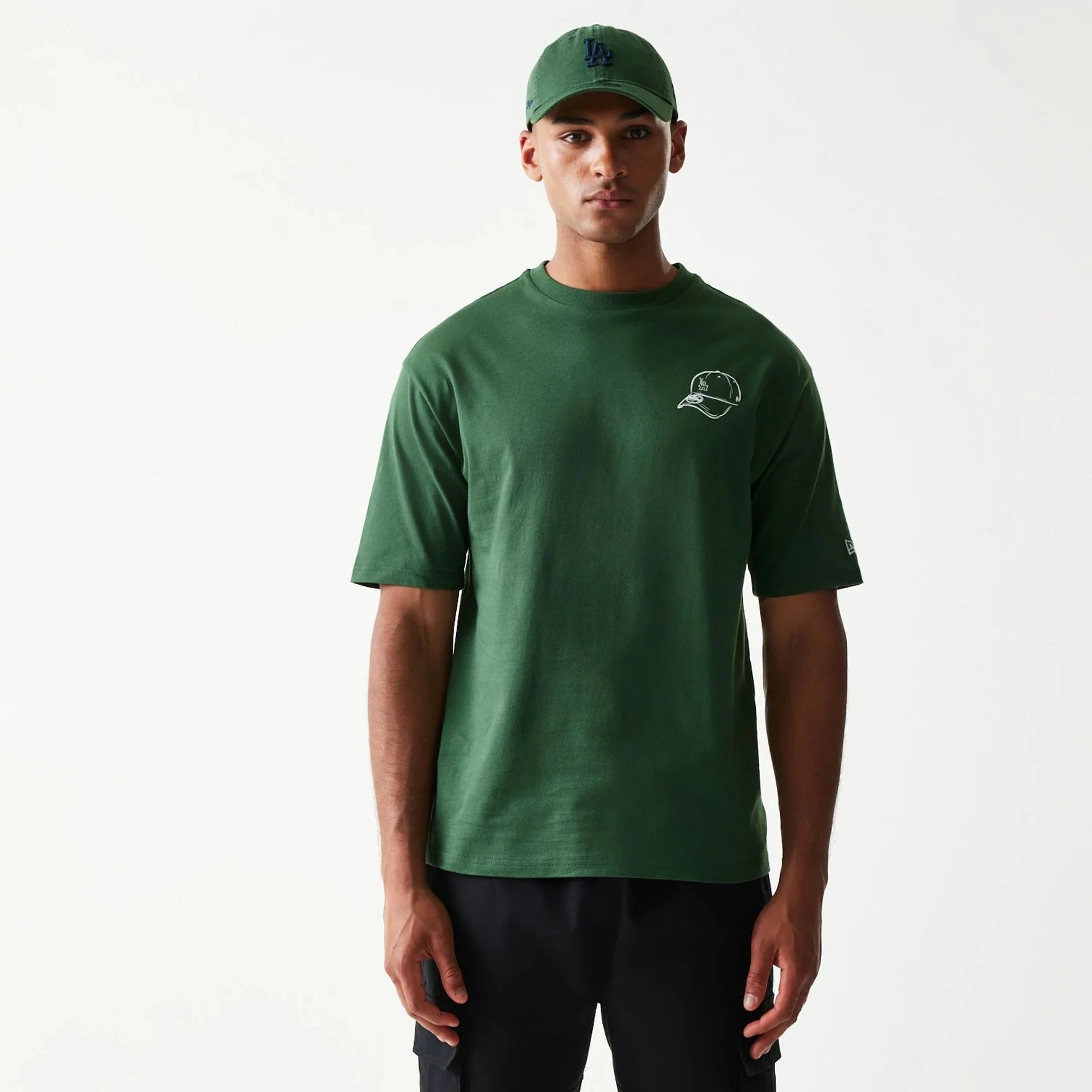LA Dodgers MLB Baseball Graphic Dark Green Oversized T-Shirt - Image 3