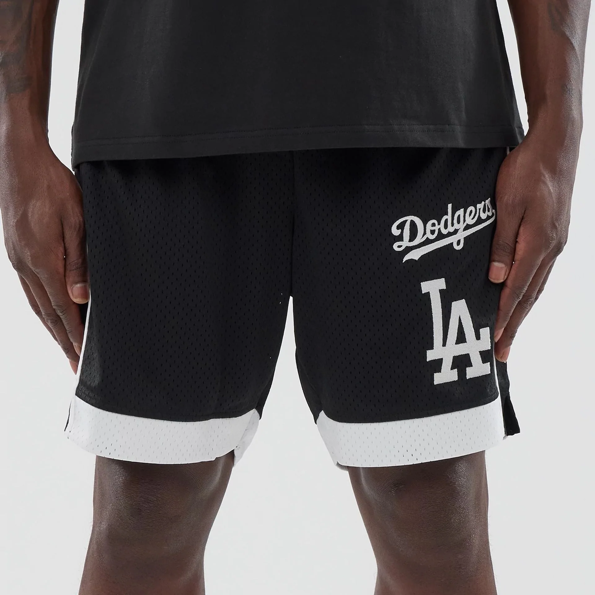LA Dodgers MLB Black Mesh Shorts - Image 2
