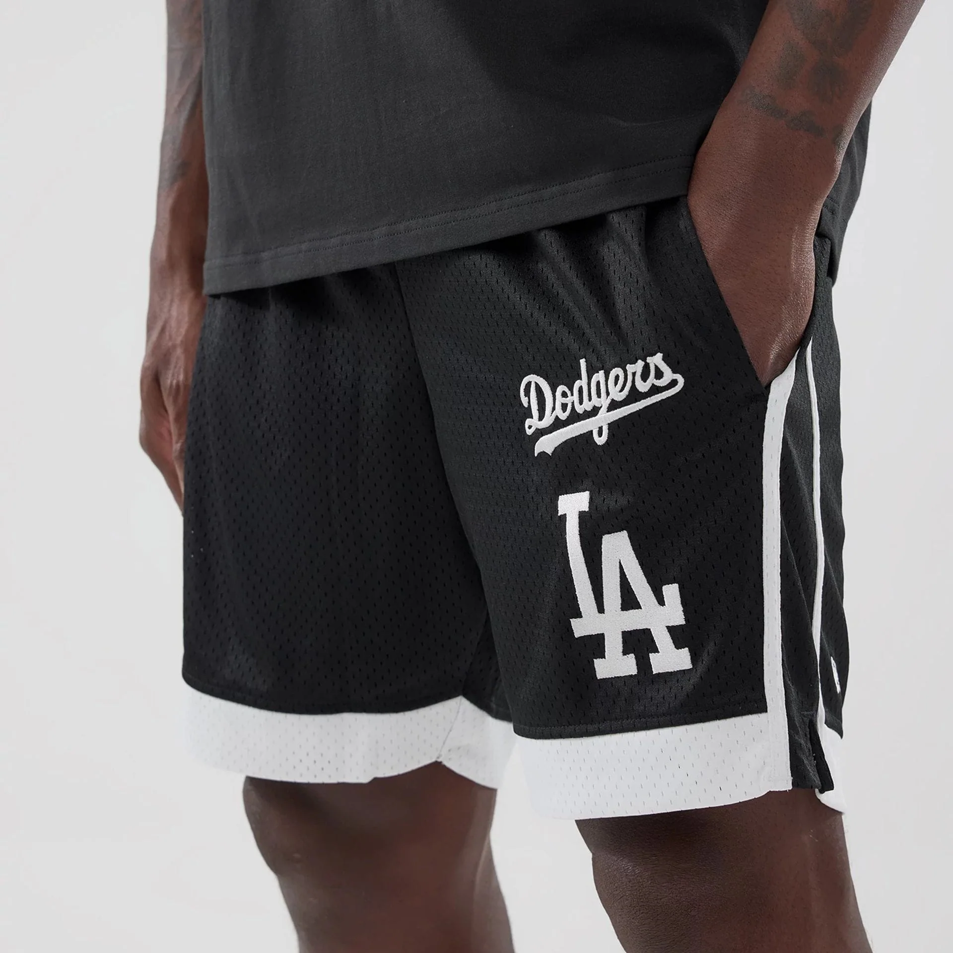 LA Dodgers MLB Black Mesh Shorts - Image 3