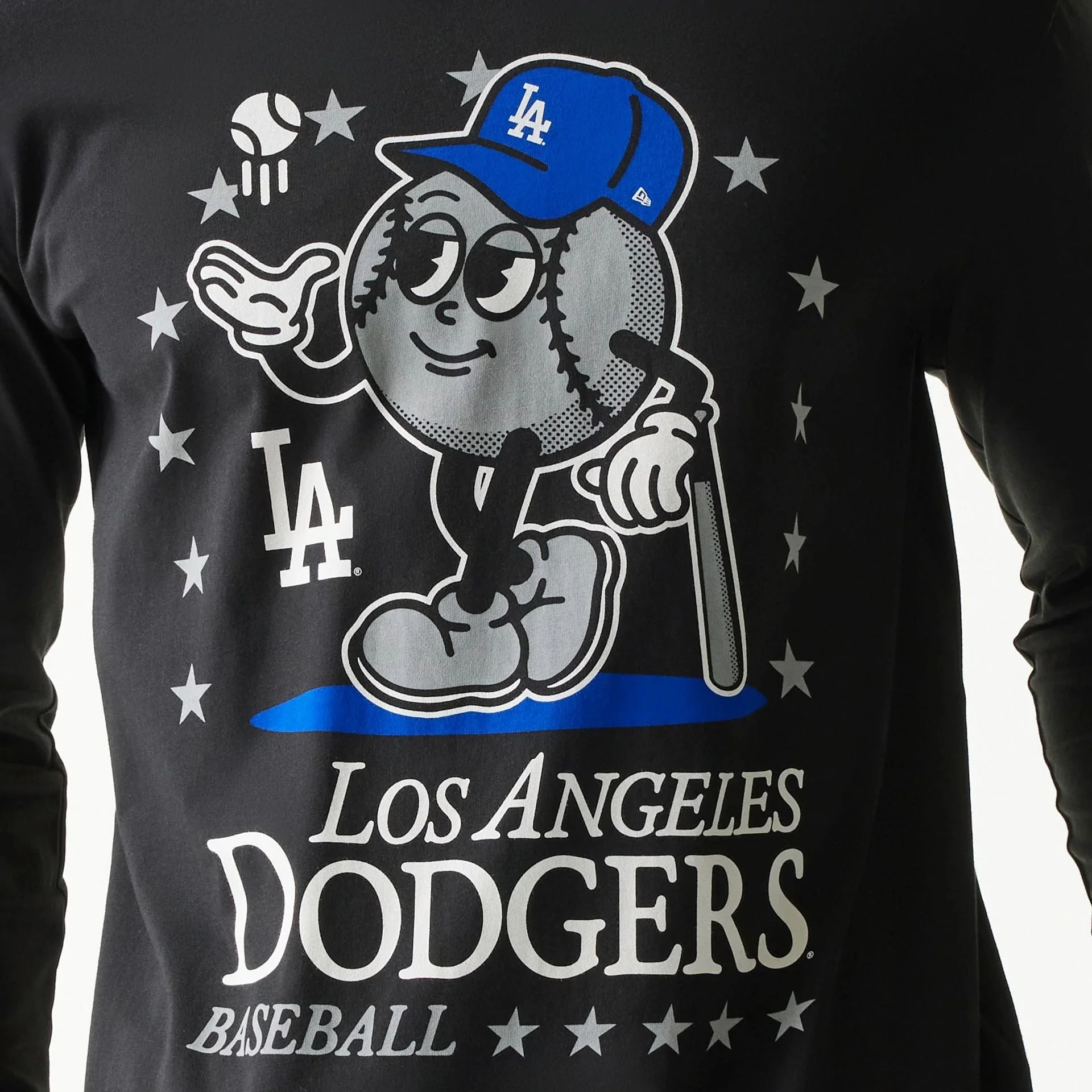 LA Dodgers MLB Character Black Long Sleeve T-Shirt - Image 4
