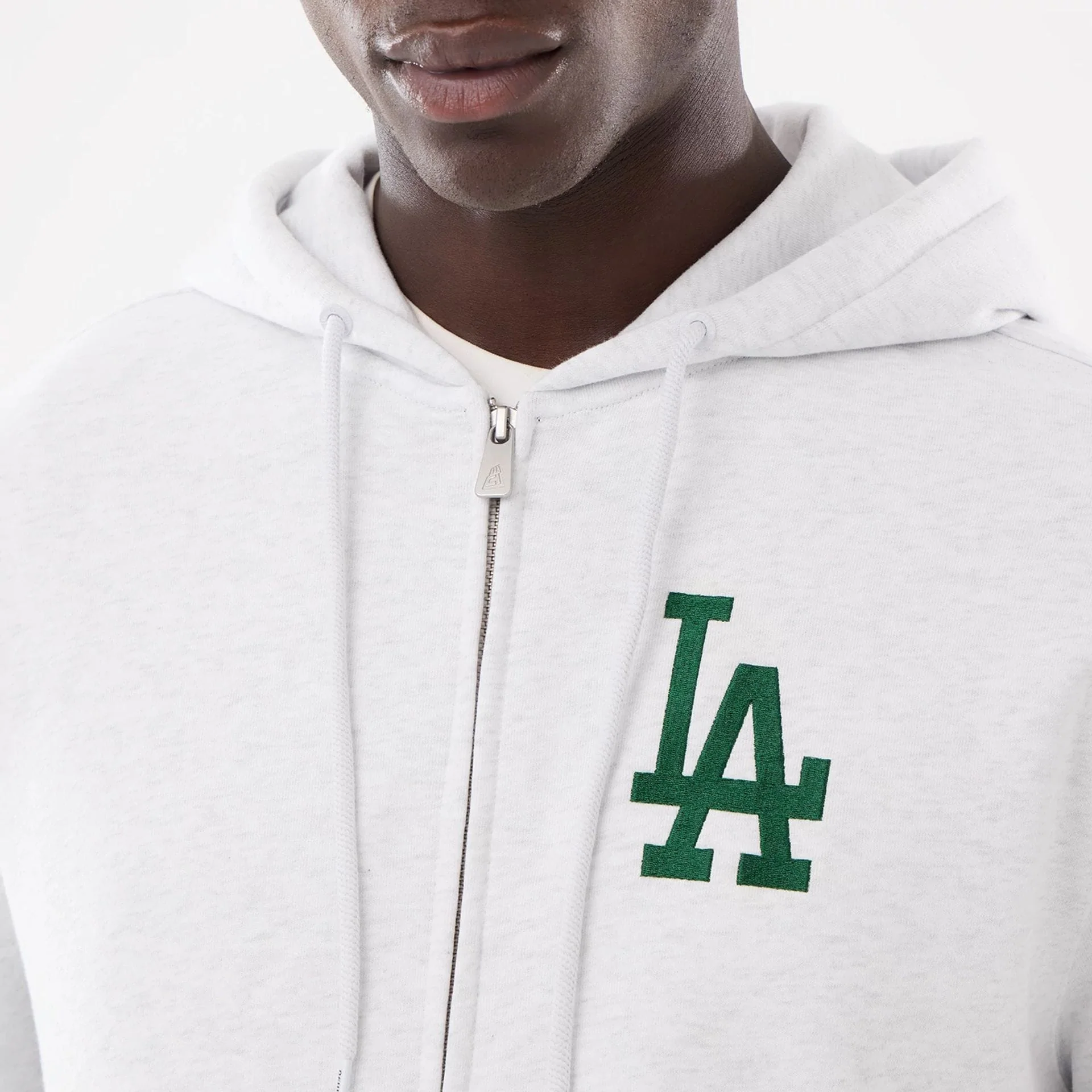 LA Dodgers MLB Comfort Grey 2 Way Full Zip Hoodie - Image 3