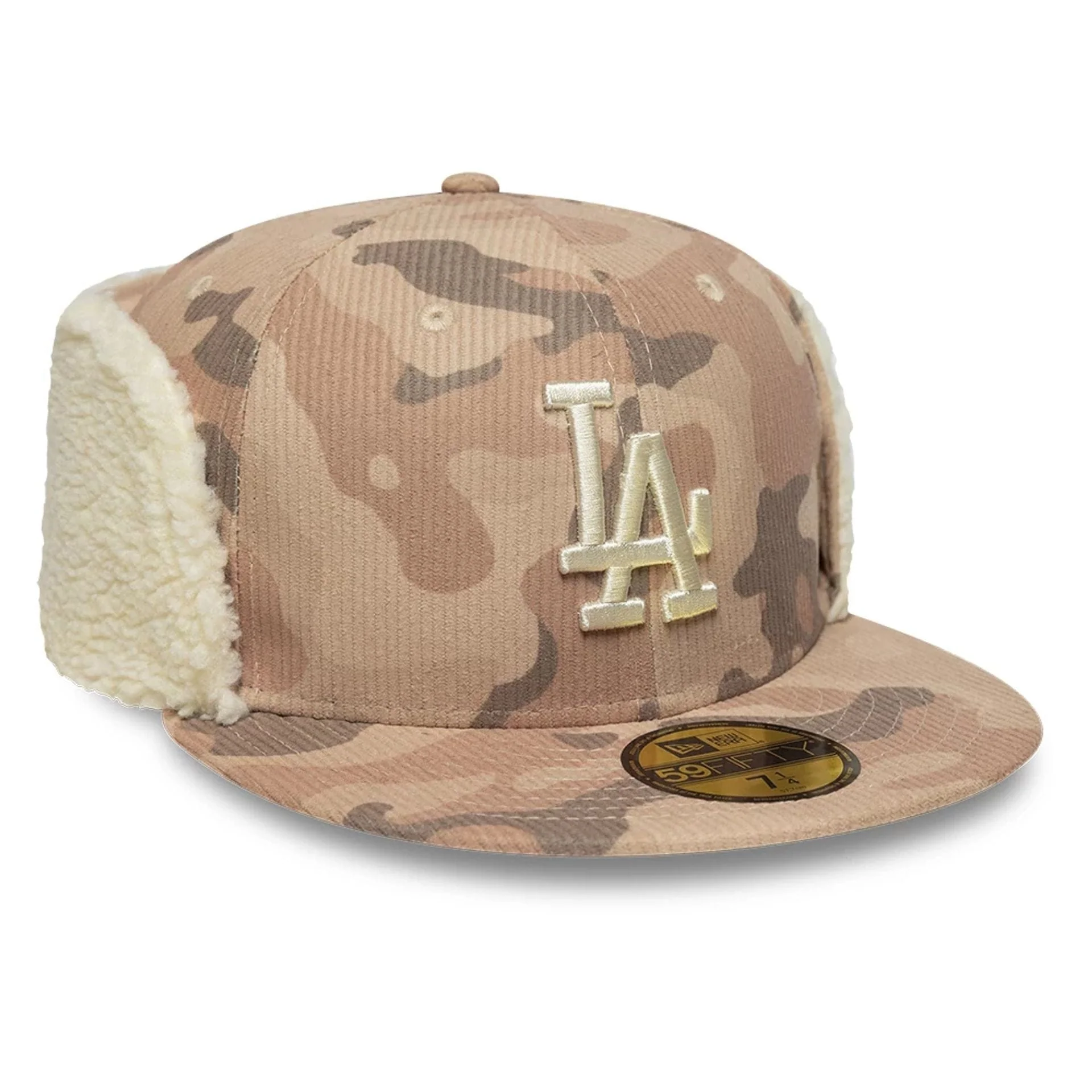 LA Dodgers MLB Cord Light Beige Downflap 59FIFTY Fitted Cap - Image 4