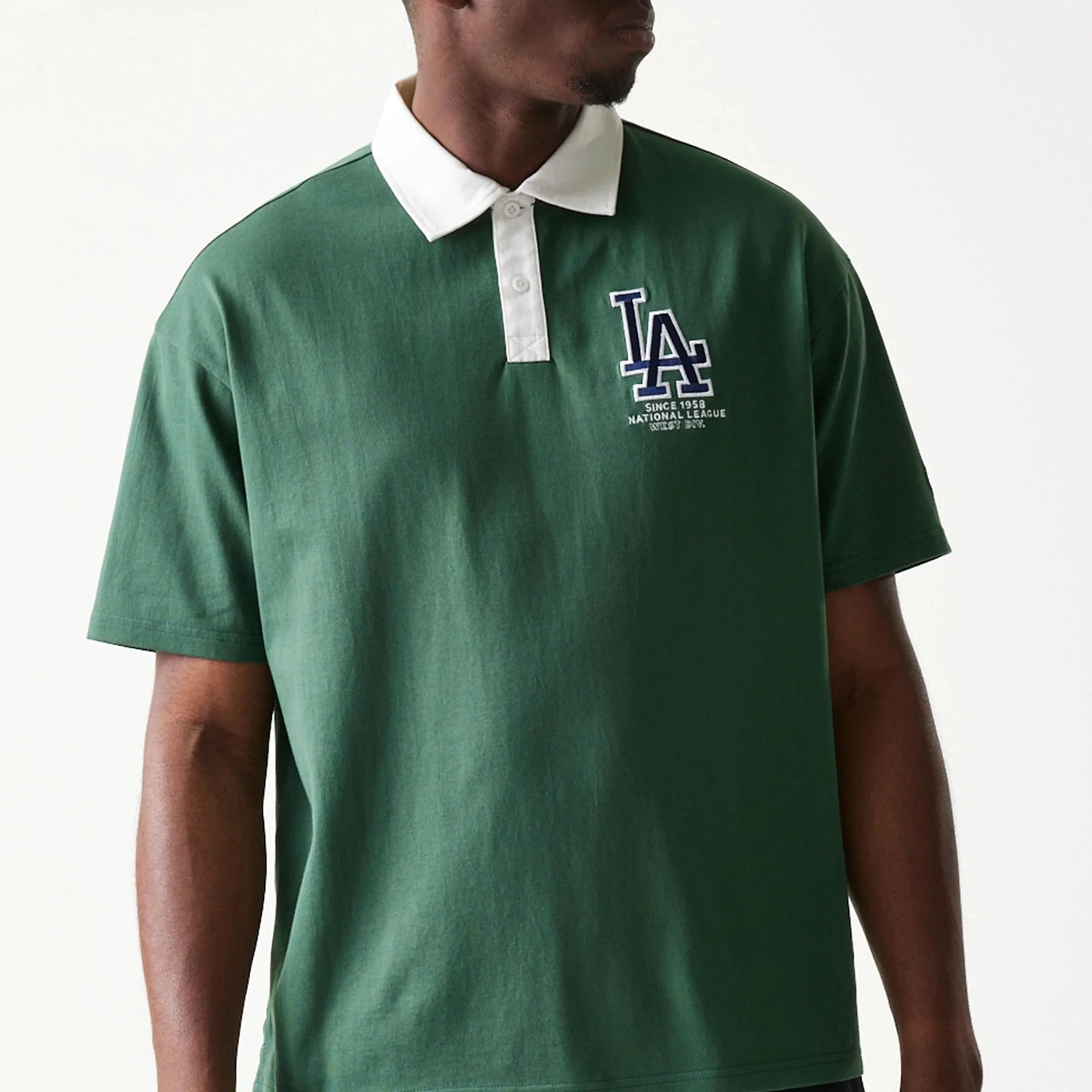 LA Dodgers MLB Dark Green Oversized Polo T-Shirt - Image 3