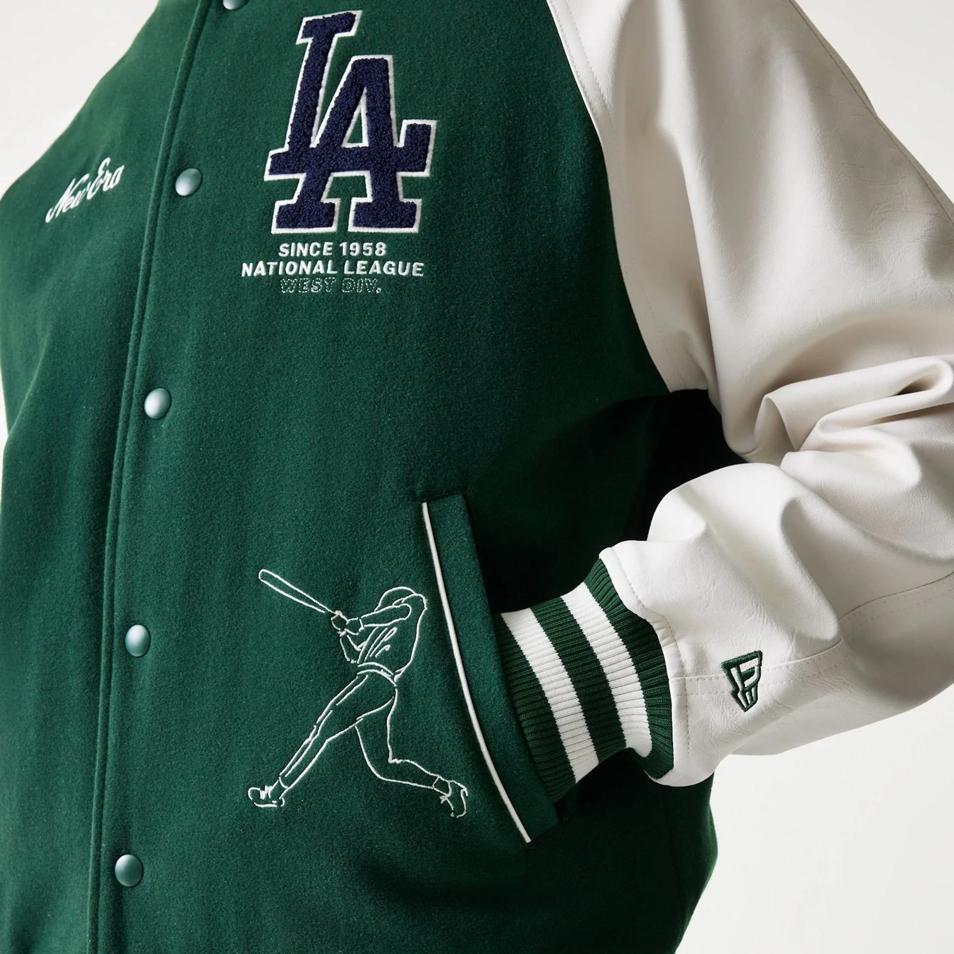 LA Dodgers MLB Dark Green Varsity Jacket - Image 5