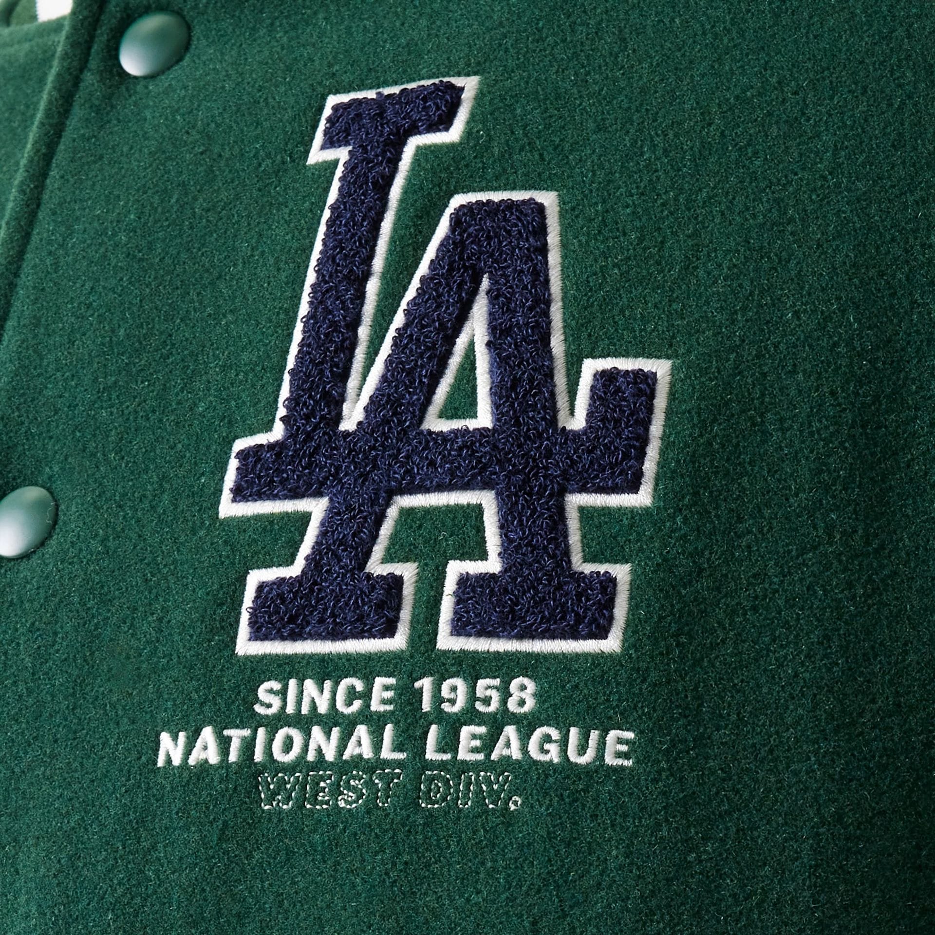LA Dodgers MLB Dark Green Varsity Jacket - Image 6