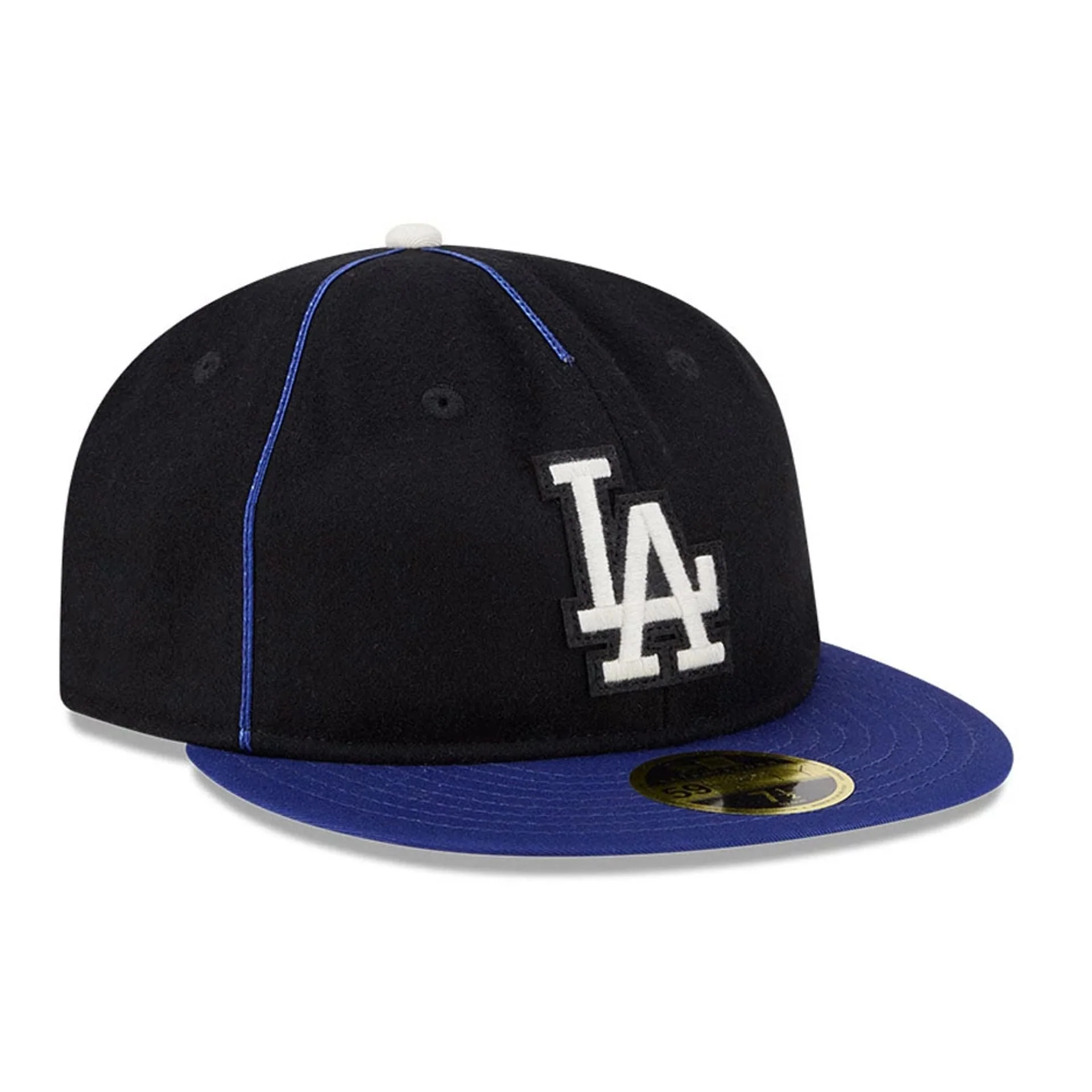 LA Dodgers MLB Felt Logo Dark Blue Retro Crown 59FIFTY Fitted Cap - Image 4